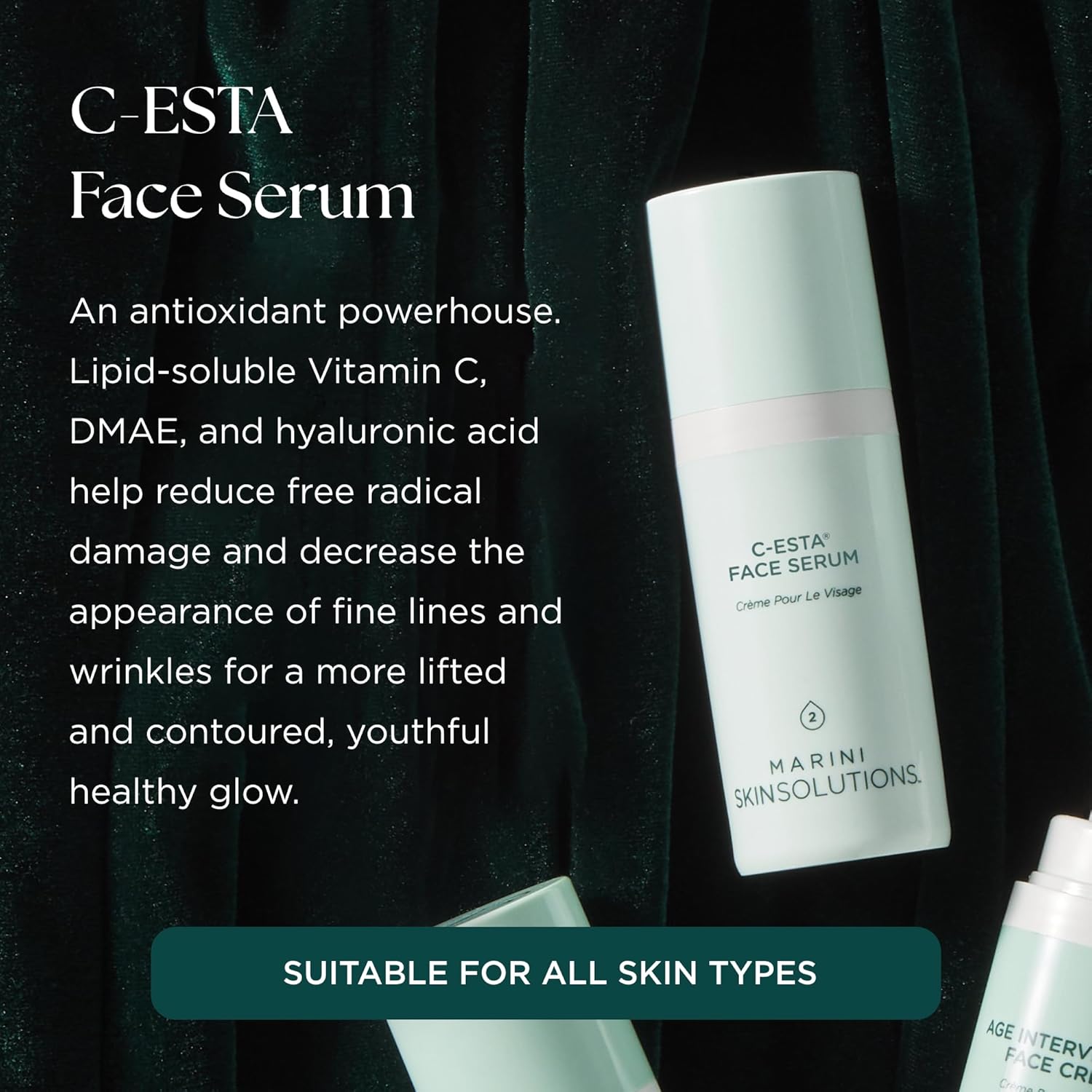 Marini SkinSolutions C-ESTA Face Serum - Lifts, Firms & Protects with Vitamin C, DMAE & Hyaluronic Acid - All Skin Types - Made in the USA - 1 fl oz Halalzen