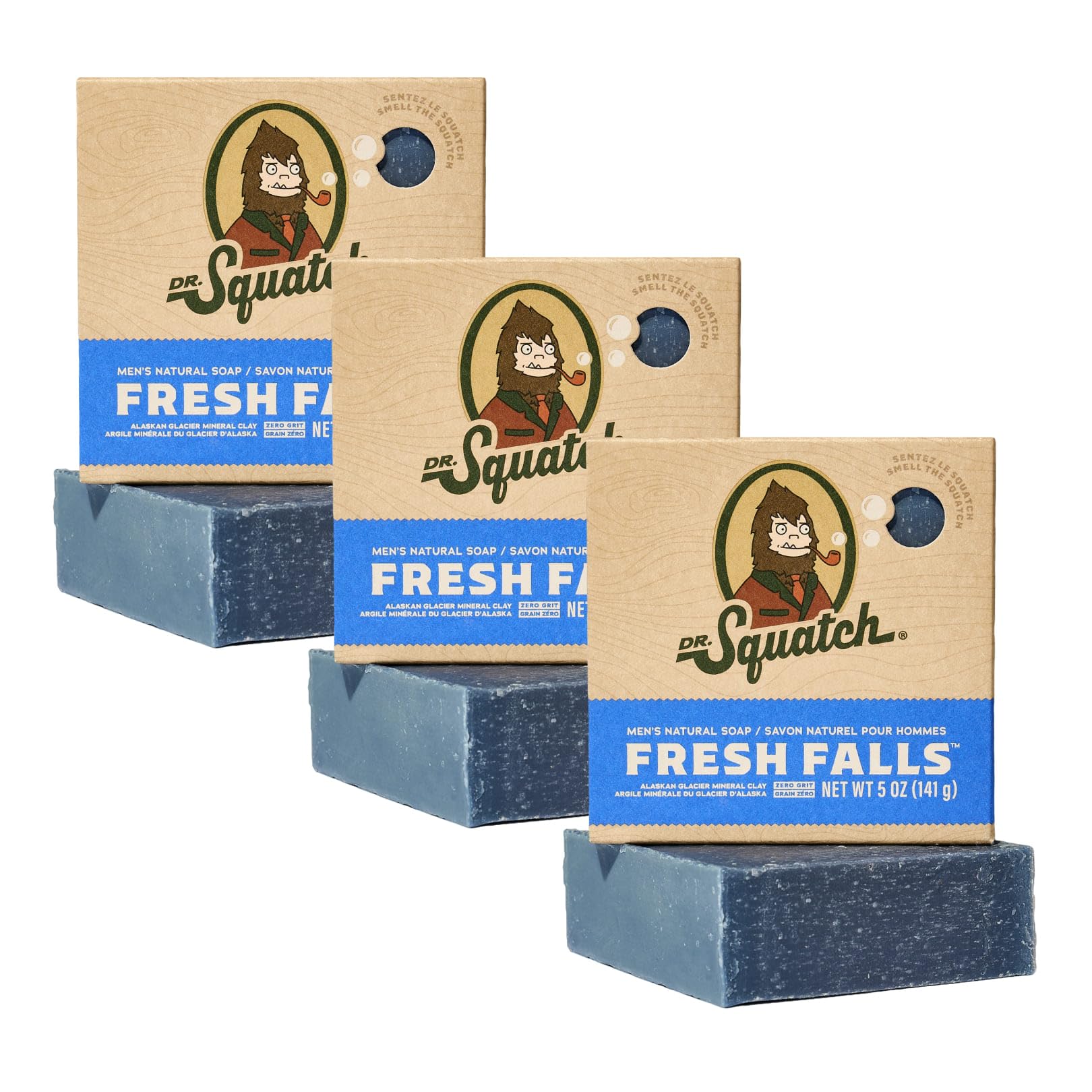 Dr. Squatch Natural Men’s Bar Soap - Cold Process Body Soap Bar with Natural Oils - Gifts for Men - Fresh Falls (142g, 3 pack) Halalzen