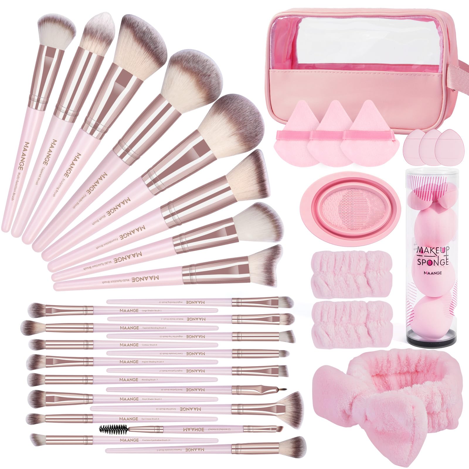 MAANGE Makeup Brushes 42 Pcs Makeup Tool Set, Multi-functional Brushes Kit Premium Synthetic Brush Make up Brush Set for Women, Black Halalzen