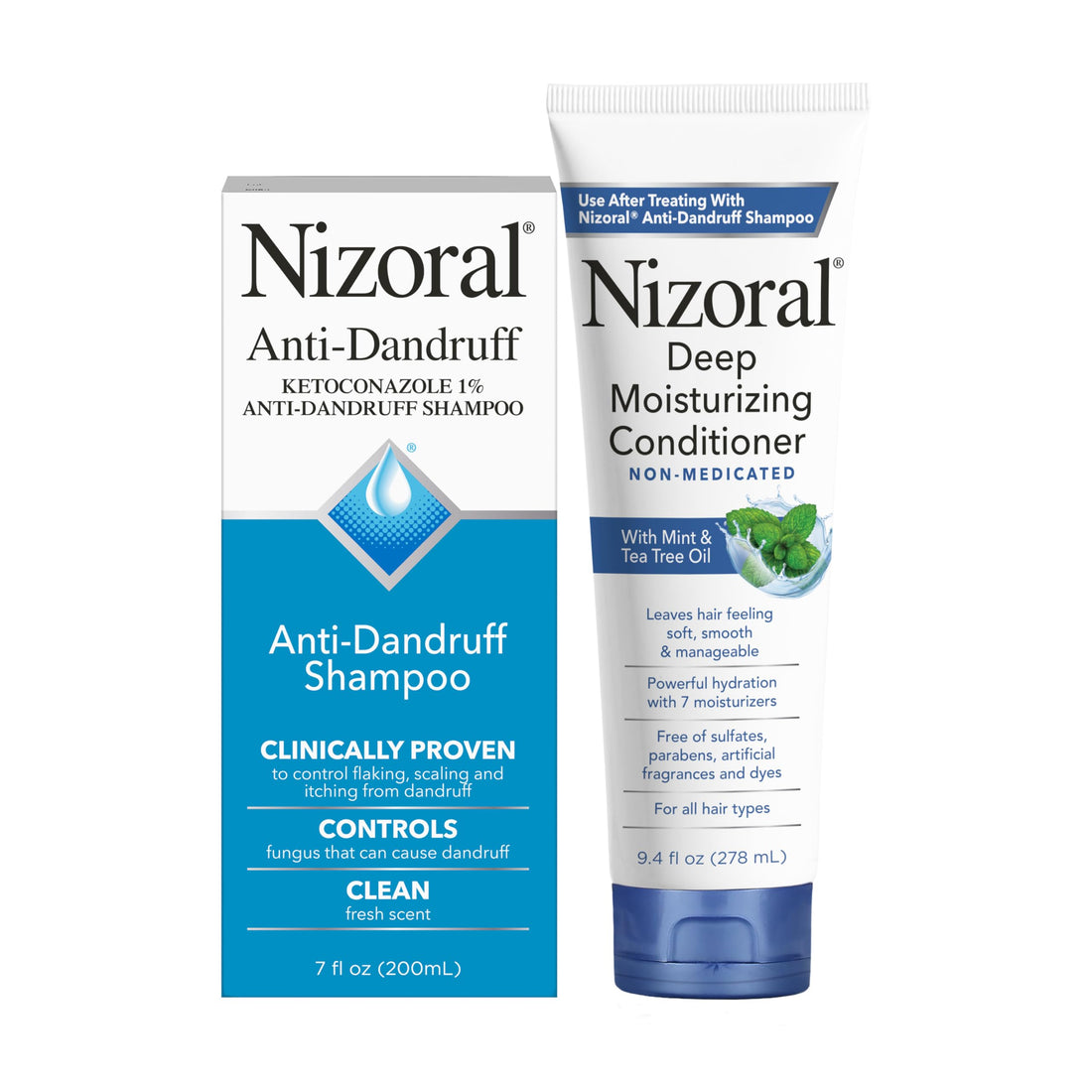 Nizoral Anti-Dandruff Shampoo, 14 Oz + Deep Moisturizing Conditioner, 9.4 Oz Bundle
