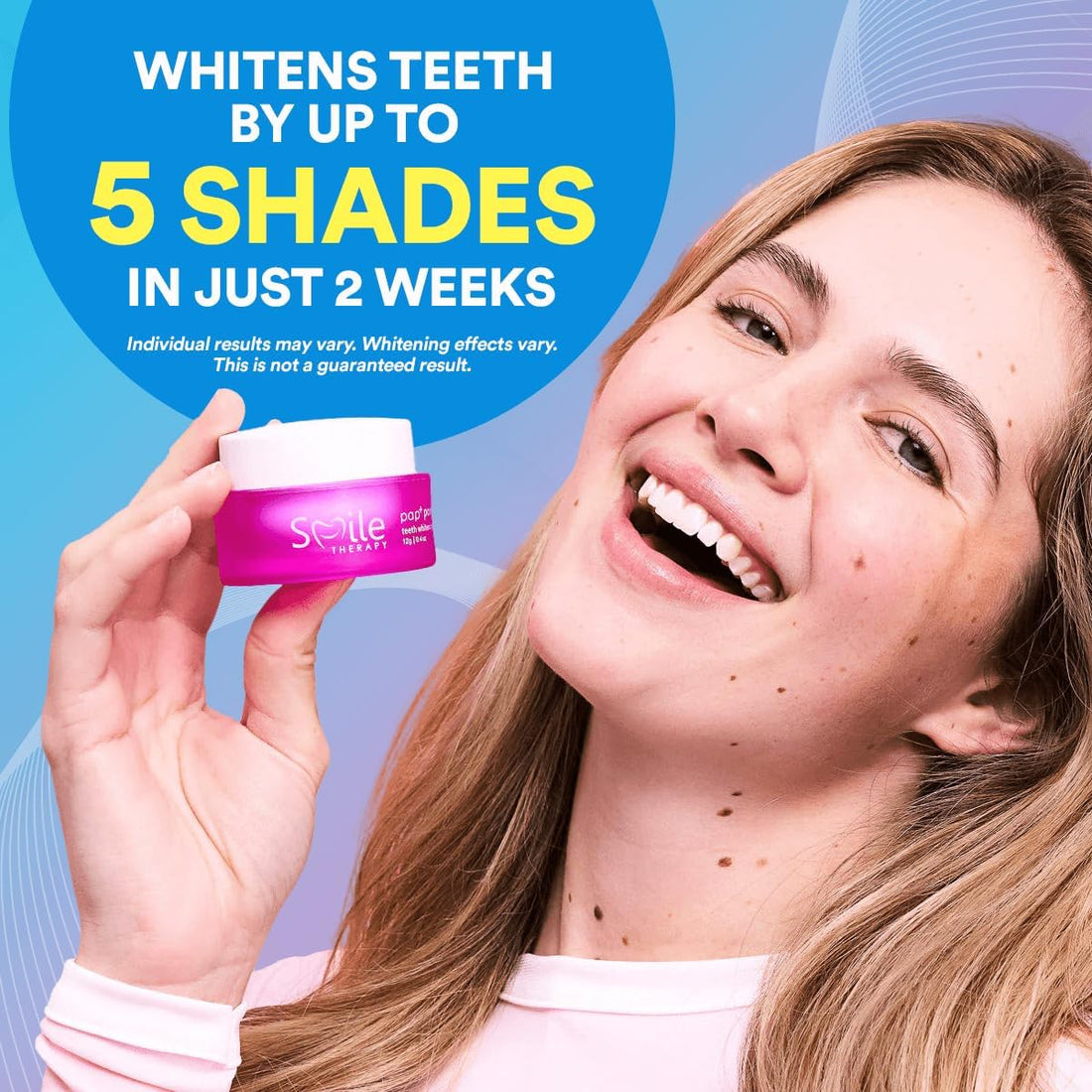 Smile Therapy Teeth Whitening Powder for Stain Removal, Enamel Safe, 6M Use | PAP+ technology, remove coffee tea wine stains, lifts dullness, gum safe, no abrasives, natural ingredients