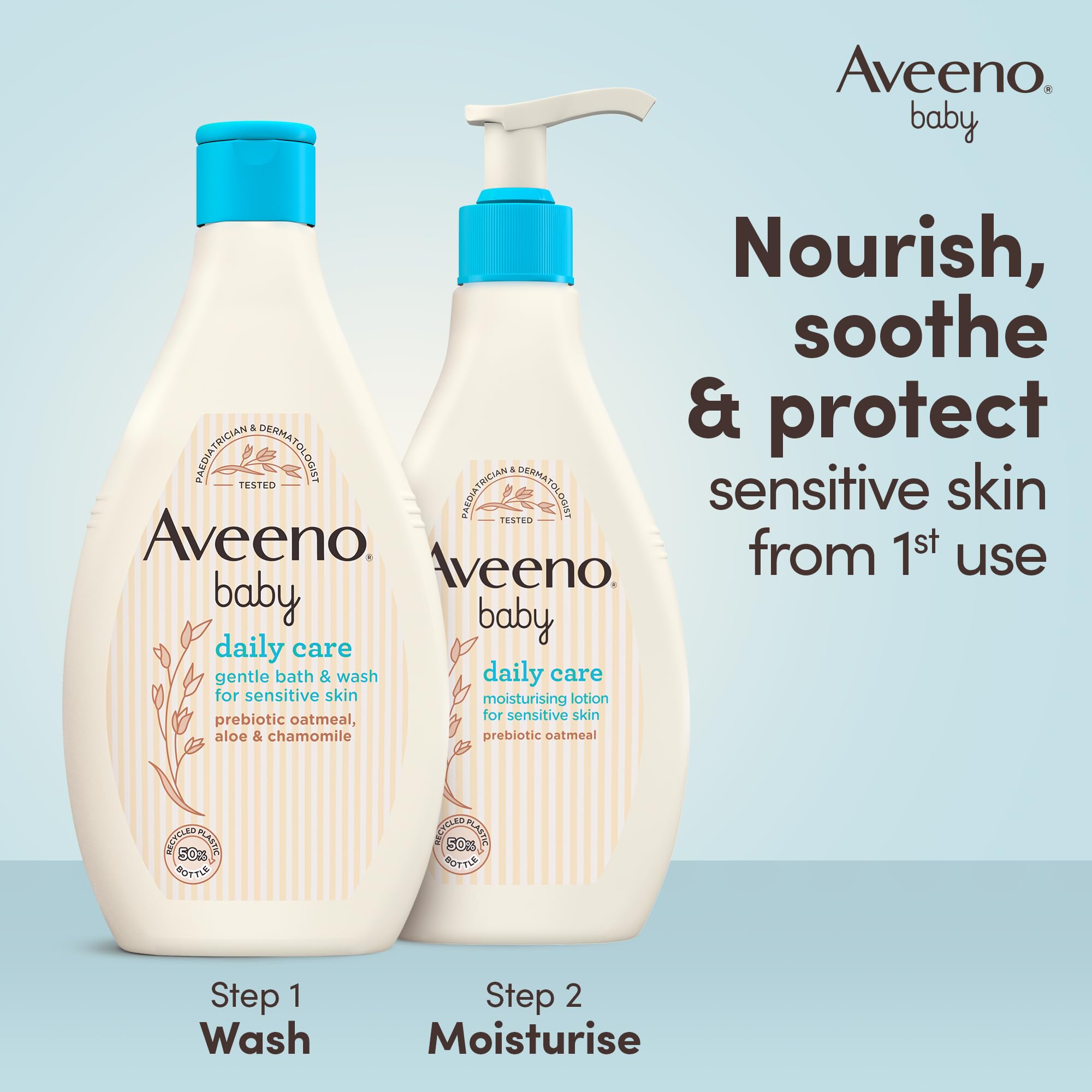 Aveeno Baby Daily Care Moisturising Lotion (3 x 150ml), Soothing Baby Cream to Provide 24-Hour Hydration Suitable for Newborns and Infants, Gentle Lotion for Dry, Sensitive Skin Prone to Eczema