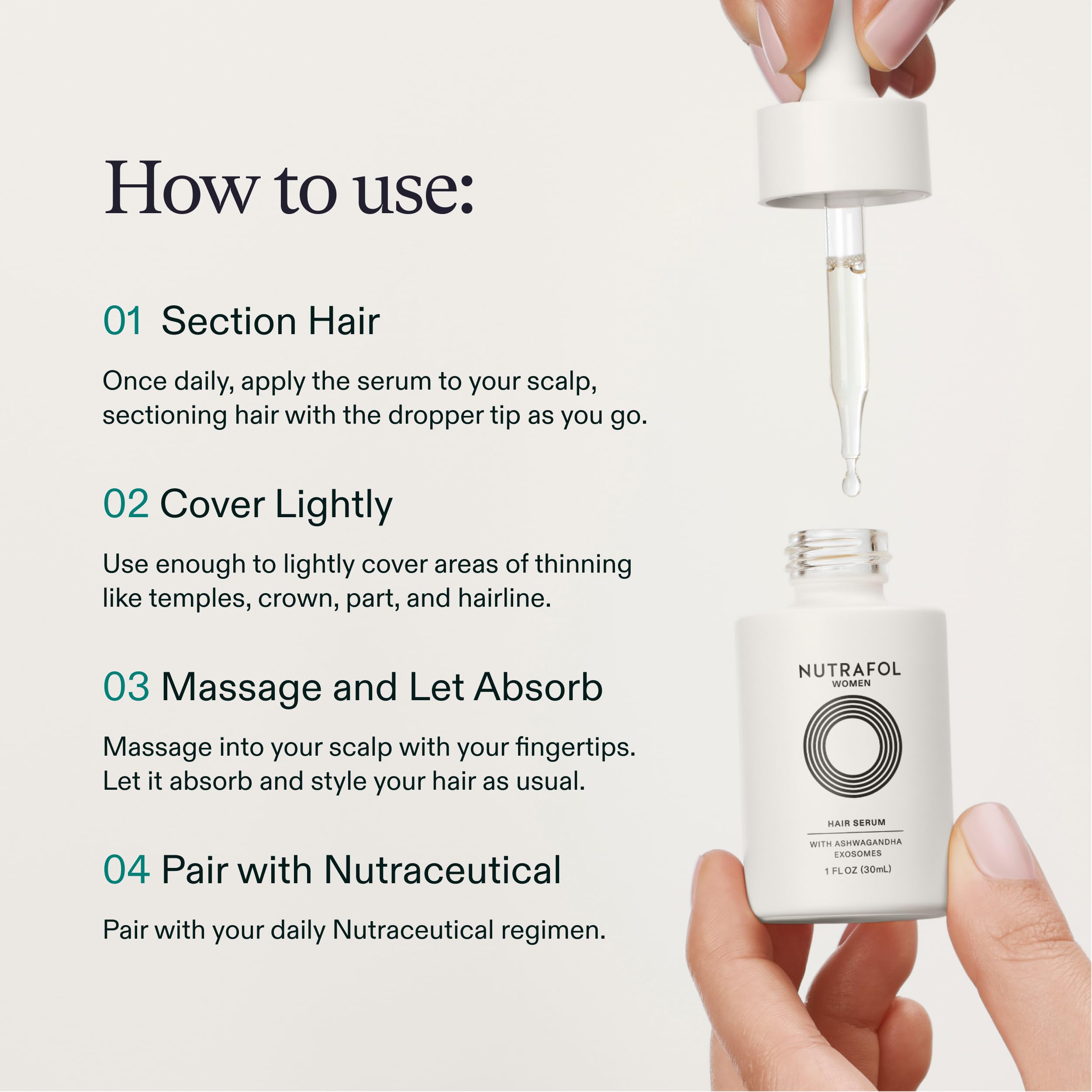 Nutrafol Women's Hair Serum, Supports Visibly Thicker and Stronger Hair, Vegan, Lightweight and Fast-Absorbing Halalzen