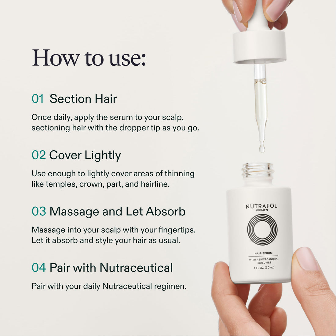 Nutrafol Women's Hair Serum, Supports Visibly Thicker and Stronger Hair, Vegan, Lightweight and Fast-Absorbing Halalzen