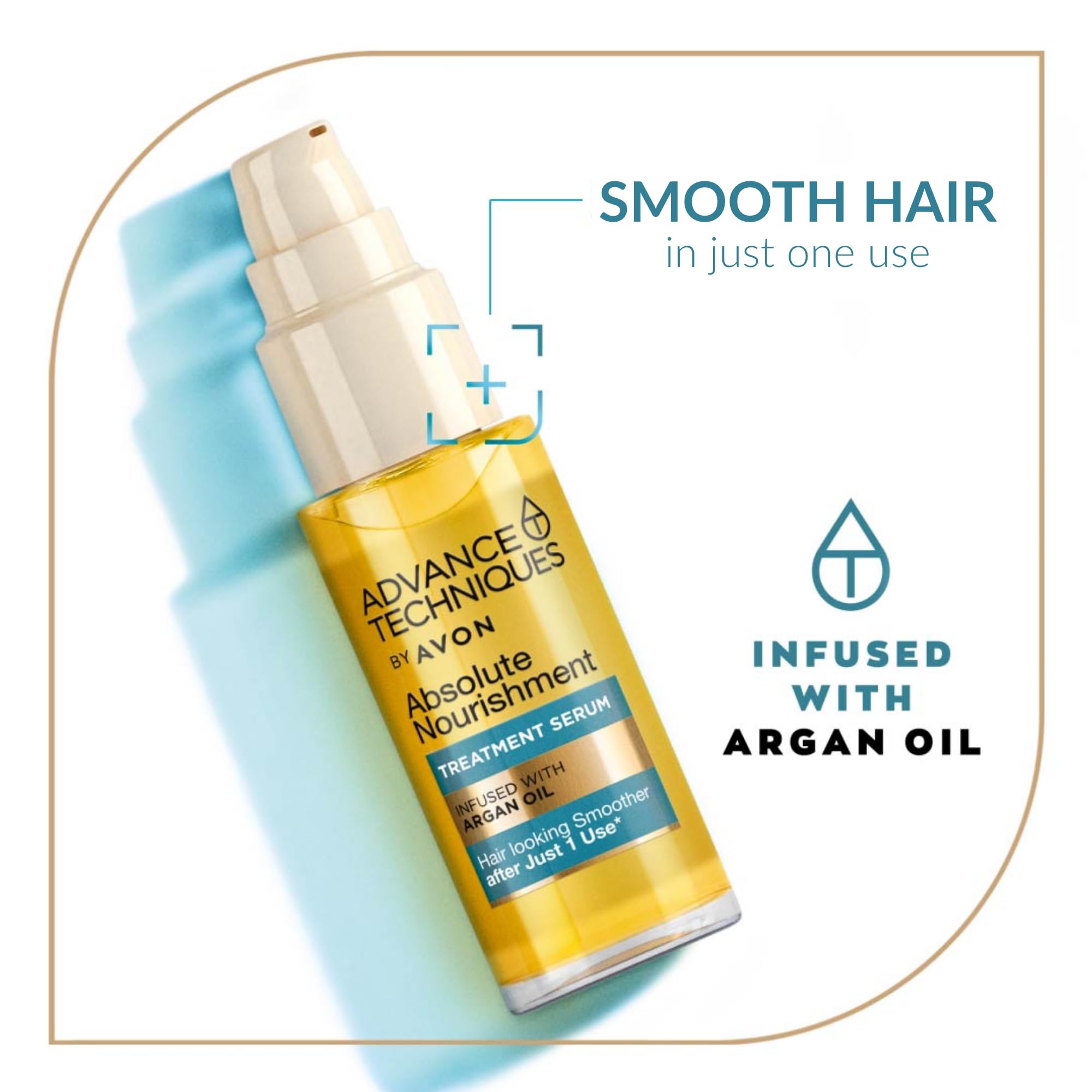 Avon Advance Techniques Absolute Nourishment Argan Hair Serum 30ml, Multi-Tasking Hair Treatment, Formulated with Argan Oil, Restores Shine and Health to Damaged Hair, Cruelty Free