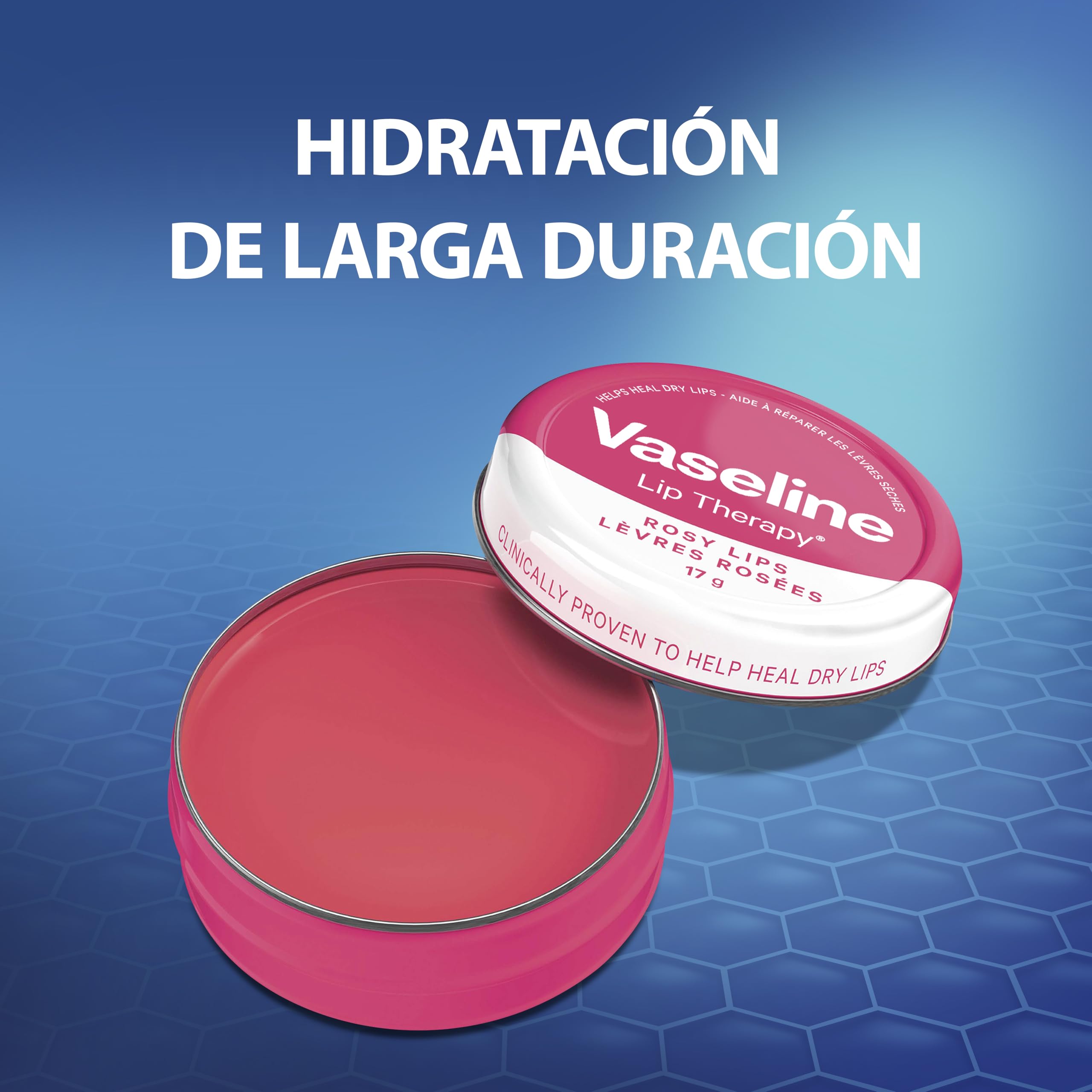 Vaseline Lip Therapy Rosy Lips Lip Balm Tin made with 3x purified petroleum jelly for dry lips 20 g