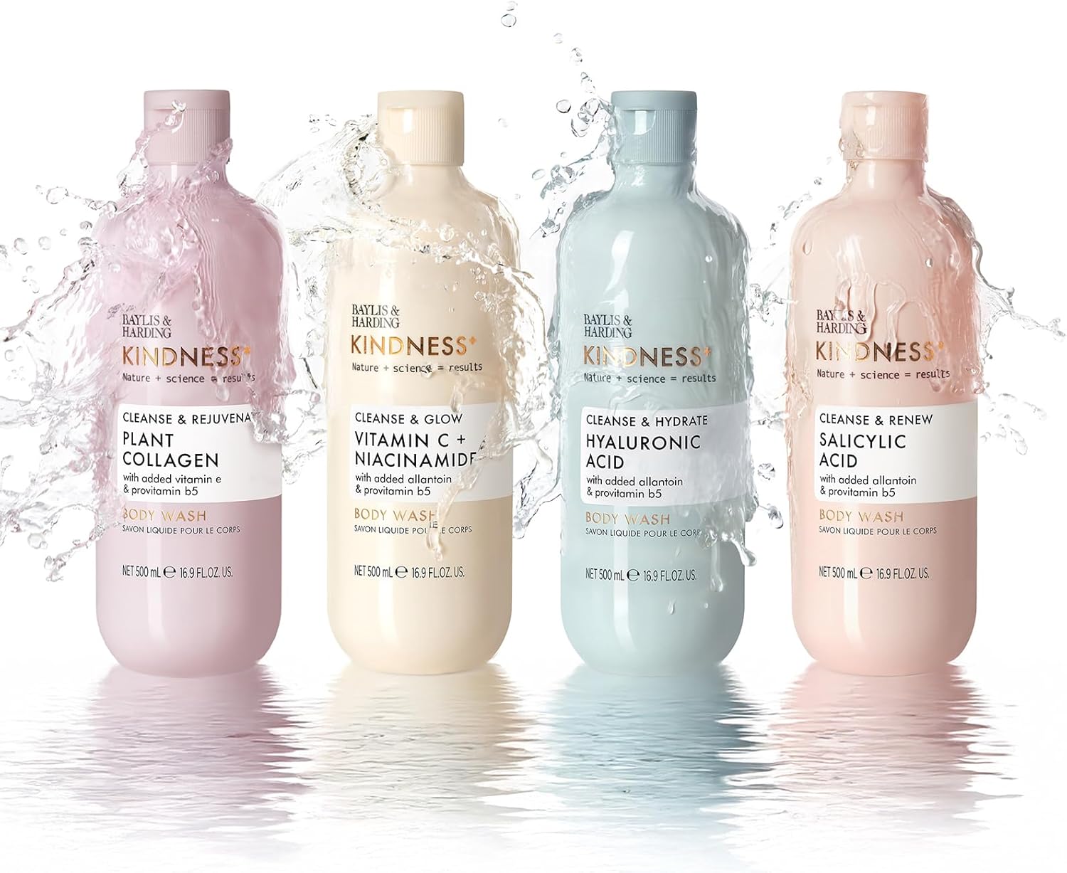Baylis & Harding Kindness + Vitamin C & Niacinamide, Orange & Mango Fragrance, 500 ml Cleanse & Glow Body Wash (Pack of 3) - Vegan Friendly