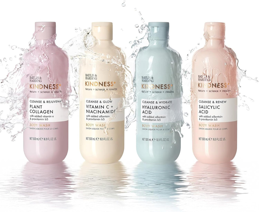 Baylis & Harding Kindness + Vitamin C & Niacinamide, Orange & Mango Fragrance, 500 ml Cleanse & Glow Body Wash (Pack of 3) - Vegan Friendly