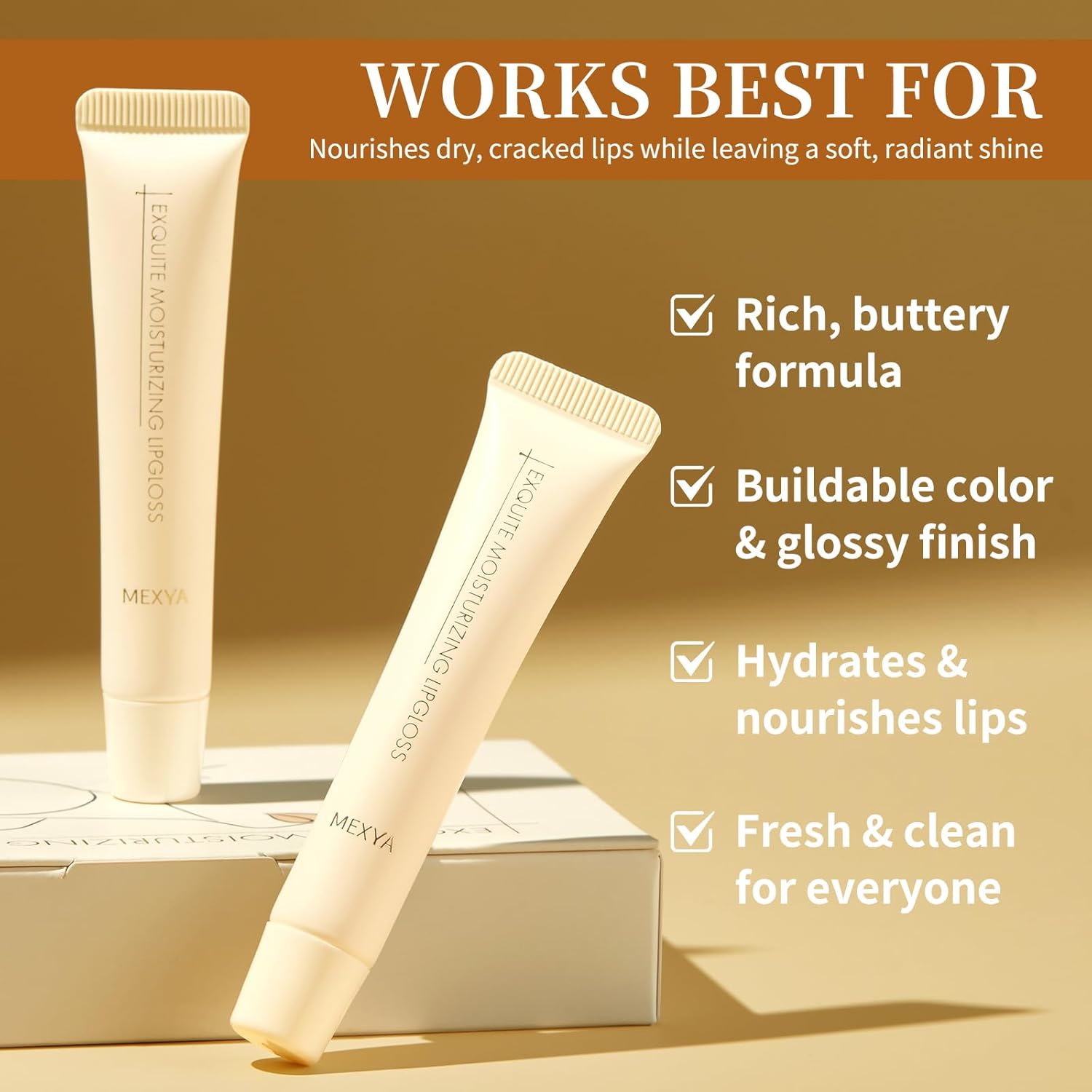 Clear Lip Gloss & Hydrating Lip Balm for Sensitive & Dry Lips – Fragrance-Free, Non-Sticky Overnight Lip Mask & Lip Plumper, Vegan, 2x0.3oz Halalzen
