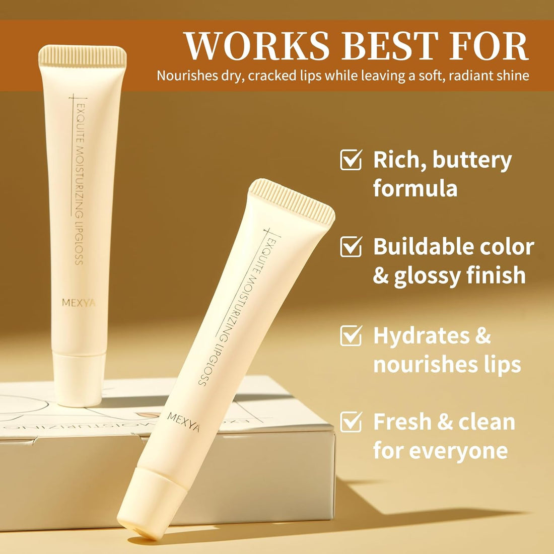 Clear Lip Gloss & Hydrating Lip Balm for Sensitive & Dry Lips – Fragrance-Free, Non-Sticky Overnight Lip Mask & Lip Plumper, Vegan, 2x0.3oz Halalzen