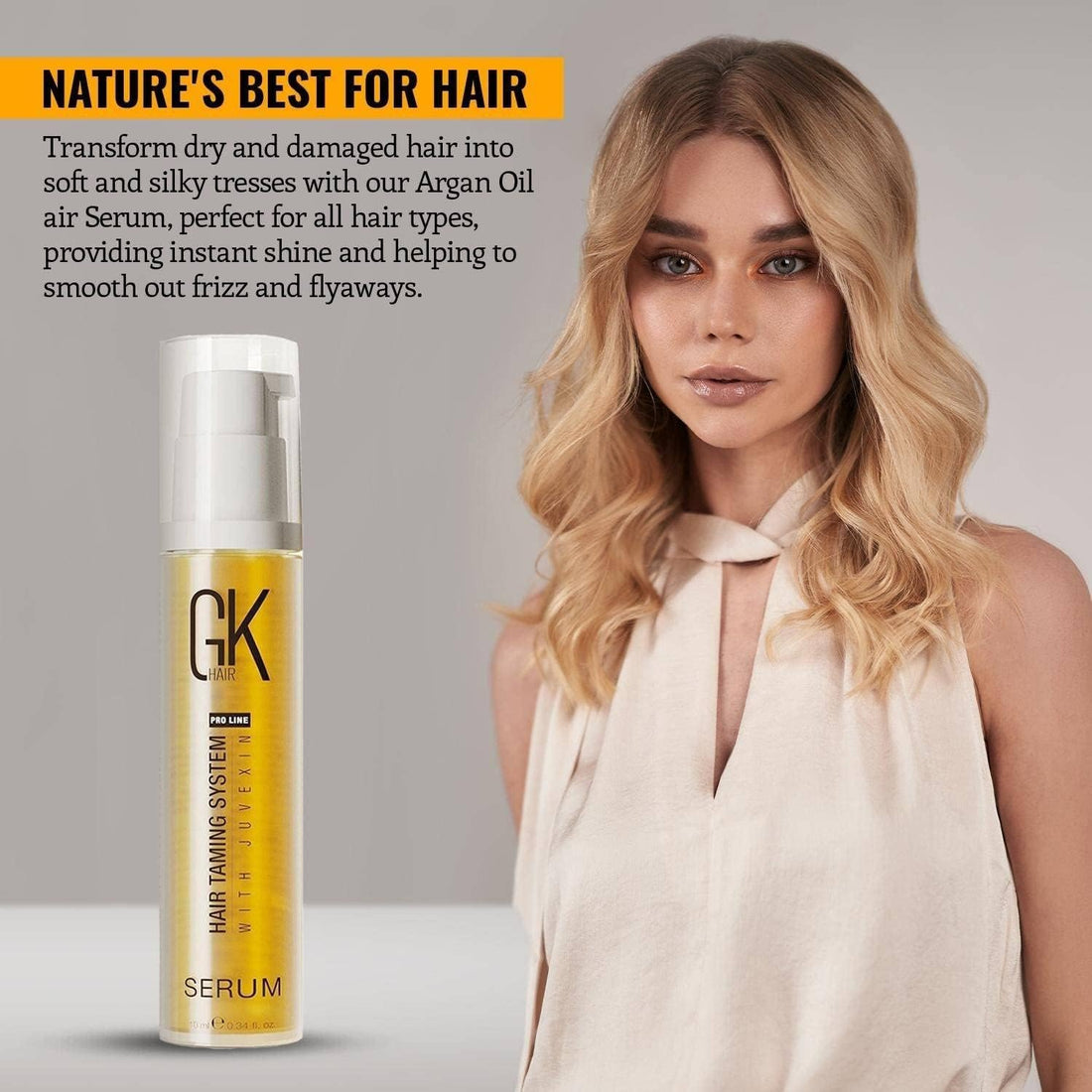 Hair Oil Keratin Treatment Serum By GK HAIR - Argan Oil Lightweight Formula For Frizz Control Heat Protection Add Shine Repair Dry Damaged Hydrating Sulfate Free All Hair Types Men Women - 50ml