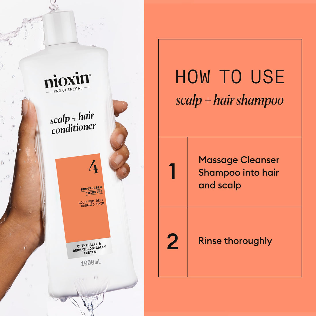 Nioxin System 4 - Hair Thickening System For Damaged Hair with Progressed Thinning - Biotin & Niacinamide - Shampoo, Conditioner, Serum