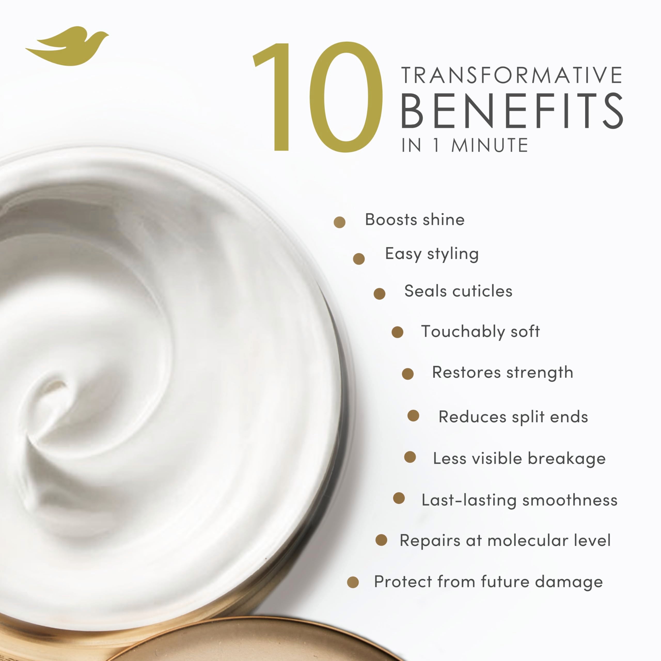Dove Hair Intensive Repair 10in1 Serum Mask for Damaged Hair with Bio-Protein Care Technology and Amino Serum 9.2 fl oz Halalzen