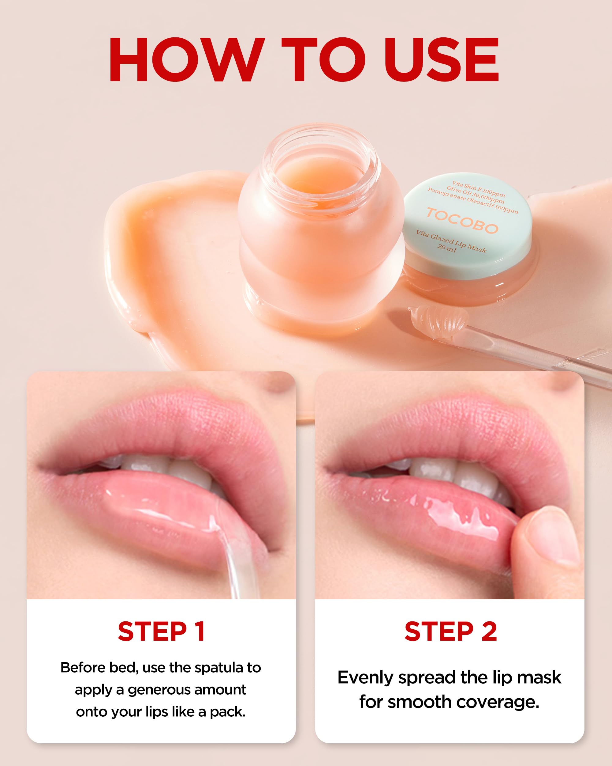 TOCOBO Vita Glazed Lip Mask – Vegan Overnight Lip Sleeping Mask for Dry, Chapped Lips | PHA (Lactobionic Acid) Gentle Exfoliation | Non-Sticky Glazed Balm, Korean Skincare, 0.68 oz Halalzen