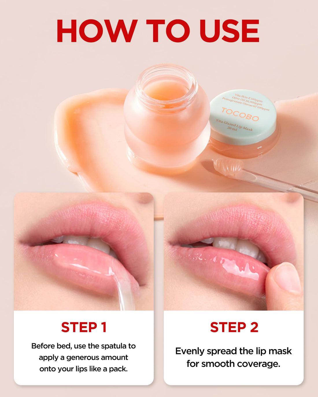 TOCOBO Vita Glazed Lip Mask – Vegan Overnight Lip Sleeping Mask for Dry, Chapped Lips | PHA (Lactobionic Acid) Gentle Exfoliation | Non-Sticky Glazed Balm, Korean Skincare, 0.68 oz Halalzen