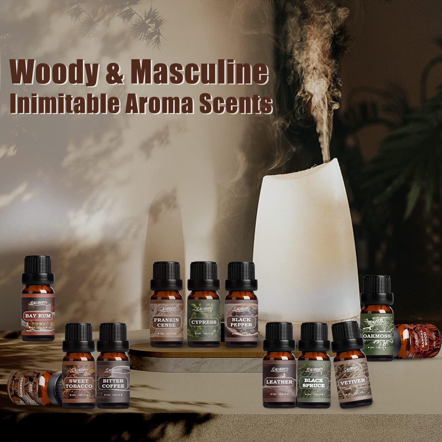 SALUBRITO Clean Essential Oils Set, Fresh Cotton, Clean Home, Fresh Linen, Soft Powder, Blossom Soap, Mint Scented Oils for for Diffuser, Candle, Soap Making
