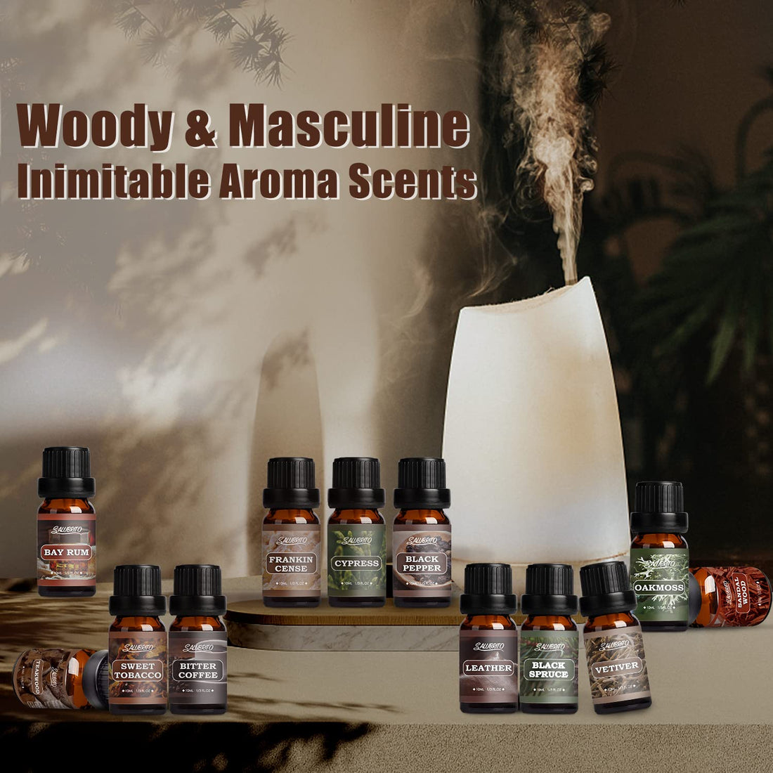 SALUBRITO Clean Essential Oils Set, Fresh Cotton, Clean Home, Fresh Linen, Soft Powder, Blossom Soap, Mint Scented Oils for for Diffuser, Candle, Soap Making