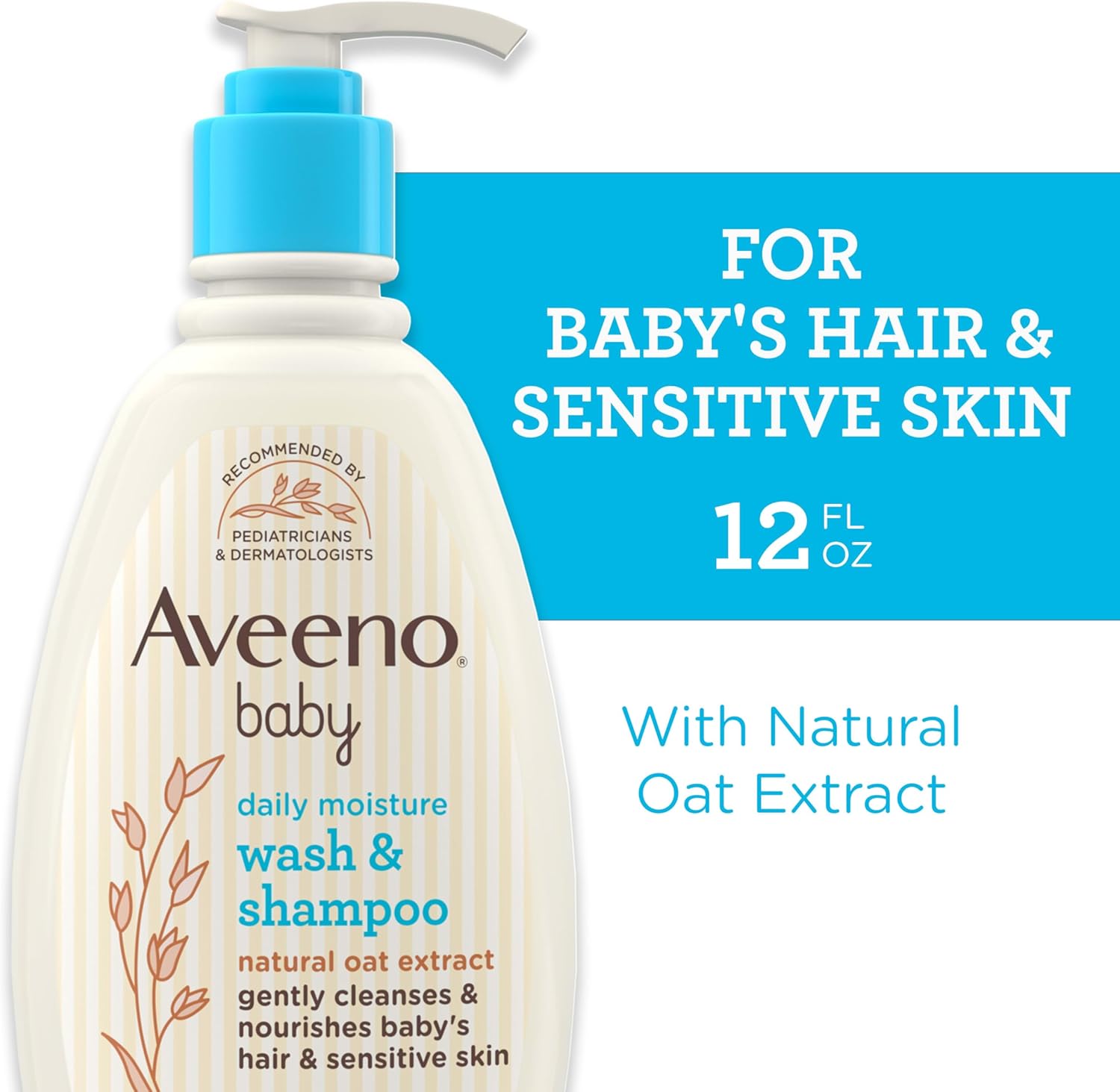 Aveeno Baby Daily Moisture Gentle Body Wash & Shampoo with Oat Extract, 2-in-1 Baby Bath Wash & Hair Shampoo, Tear- & Paraben-Free for Hair & Sensitive Skin, Lightly Scented, 12 fl. oz Halalzen