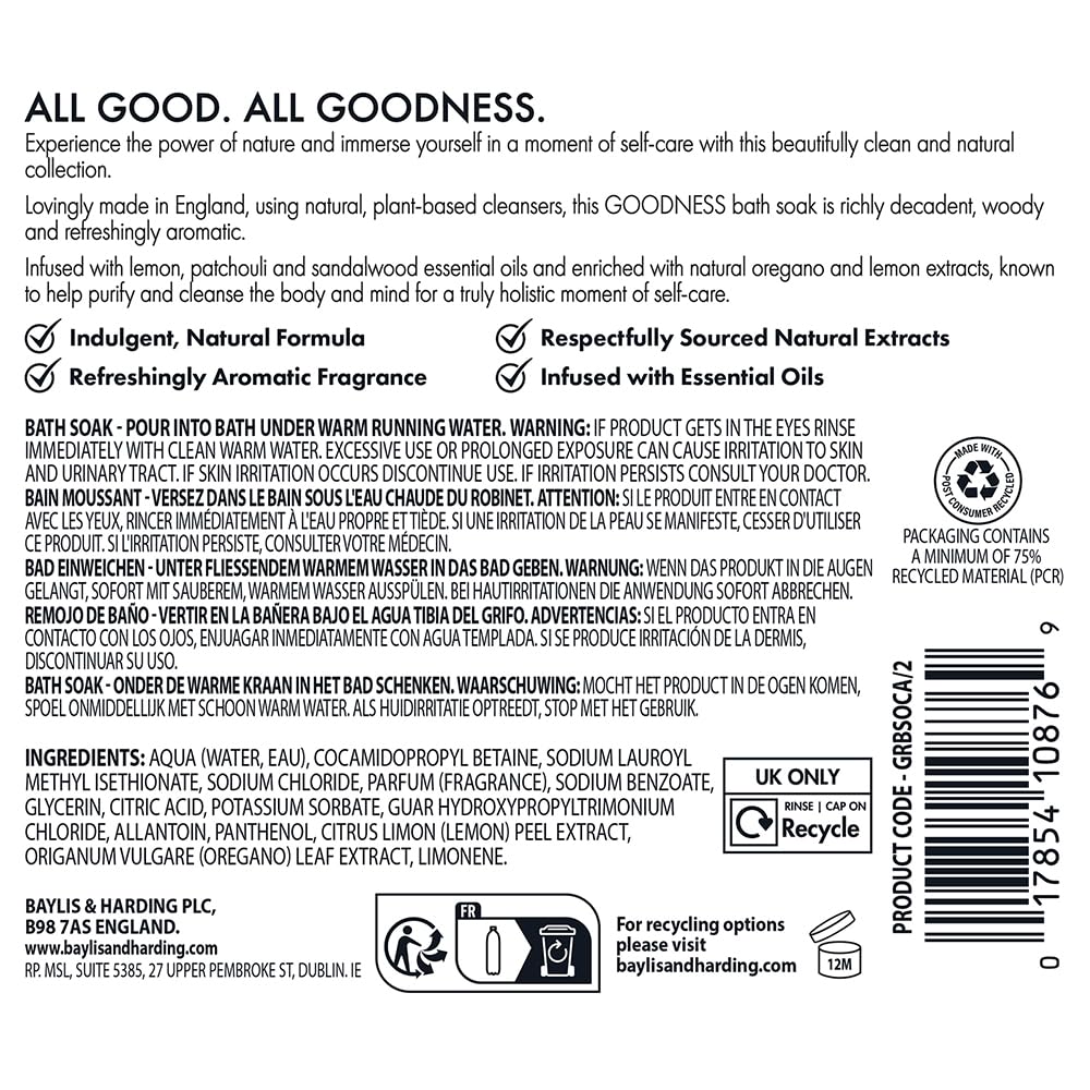 Baylis & Harding Goodness Oud, Cedar and Amber Body Wash, 500 ml (Pack of 3) - Vegan Friendly