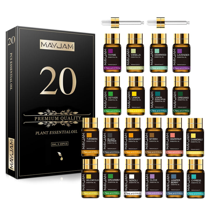 MAYJAM Top 20 Pure Essential Oil Set, Premium Grade Essential Oils for Diffuser for Home, Premium Aromatherapy Oils for Candle Making, Skin & Hair Care
