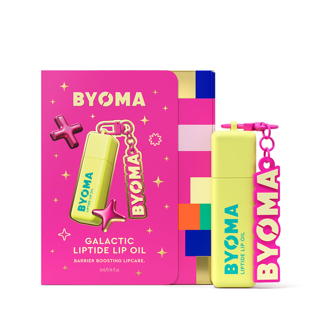 BYOMA Galactic Liptide Lip Oil (5ml) Hydrating, Plumping & Non-Sticky Gloss | Avocado Oil Formula for Soft, Fuller-Looking Lips + Exclusive Liptide Keychain | Holiday Essentials