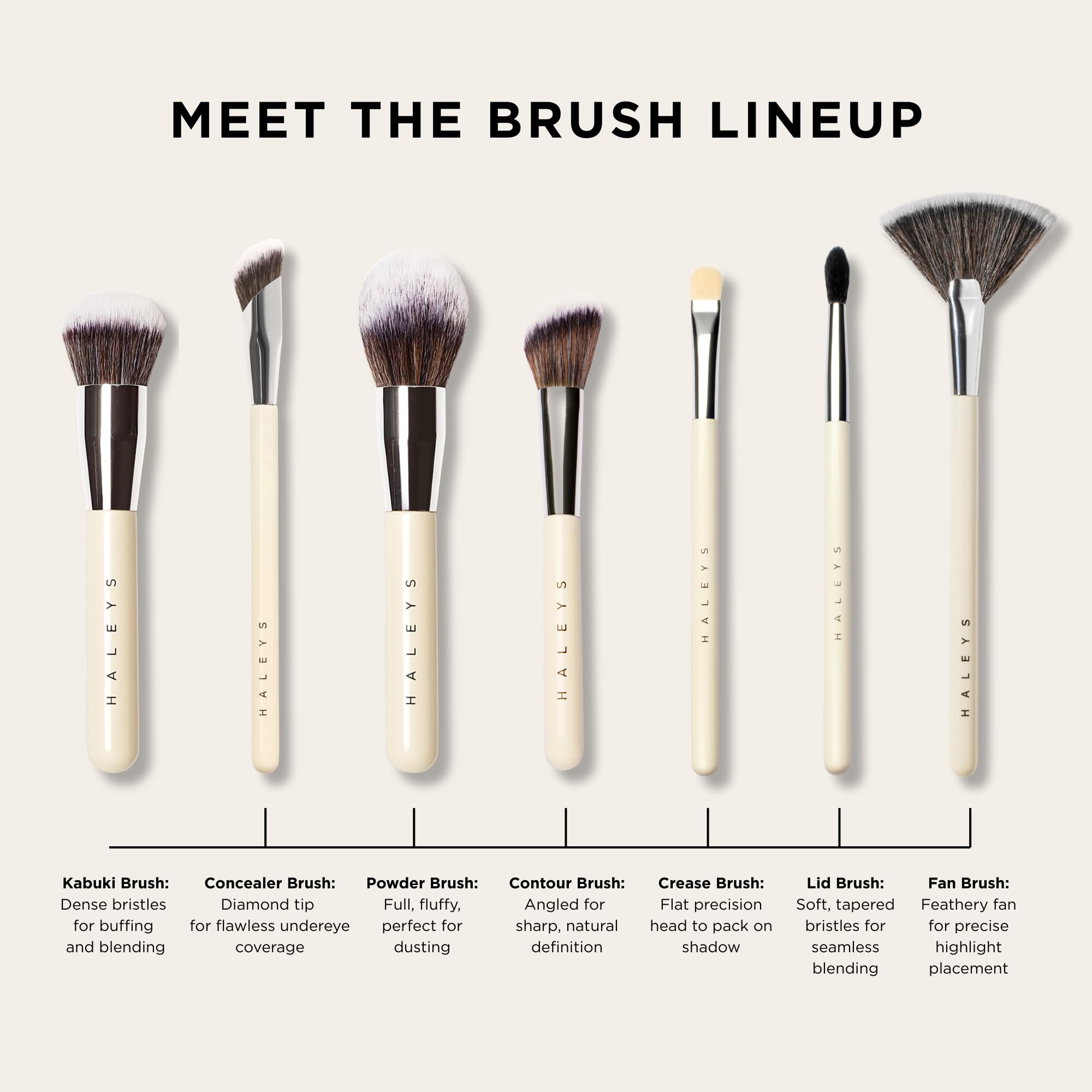 Haleys Beauty Kabuki Foundation Brush For Applying Powder, Foundation, Bronzer, Blush, and Mineral Make up, Soft Bristles, Seamless Blending, Makeup Brushes Essential, Vegan & Cruelty Free