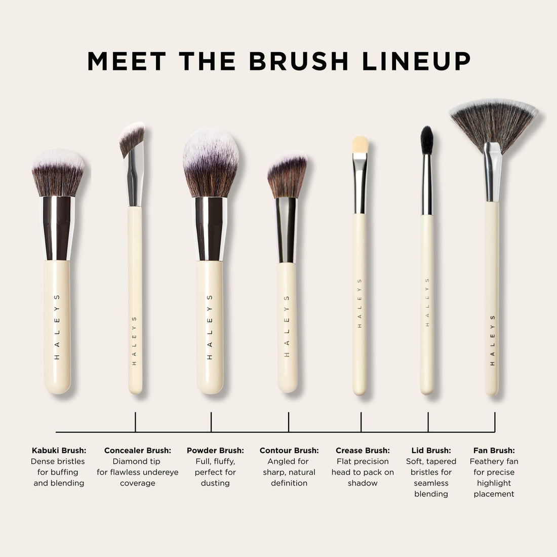 Haleys Beauty Kabuki Foundation Brush For Applying Powder, Foundation, Bronzer, Blush, and Mineral Make up, Soft Bristles, Seamless Blending, Makeup Brushes Essential, Vegan & Cruelty Free