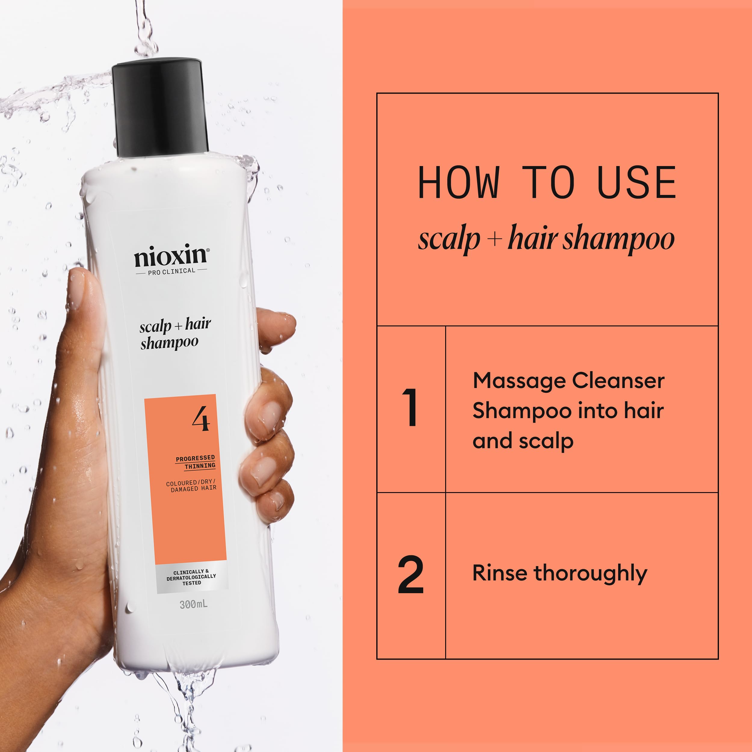 Nioxin System 4 - Hair Thickening System For Damaged Hair with Progressed Thinning - Biotin & Niacinamide - Shampoo, Conditioner, Serum