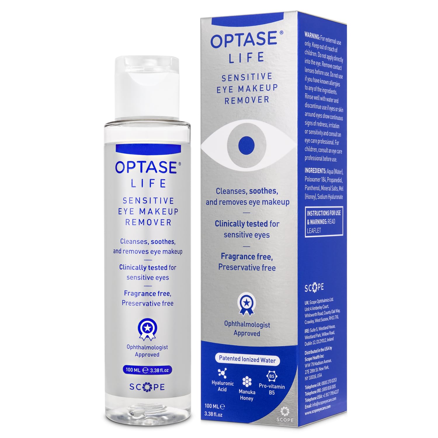 Optase Life Sensitive Eye Makeup Remover - Oil-Free and Non-Greasy Cleanser - Formulated for Sensitive Eyes - Ophthalmologist Approved - 100ml Halalzen