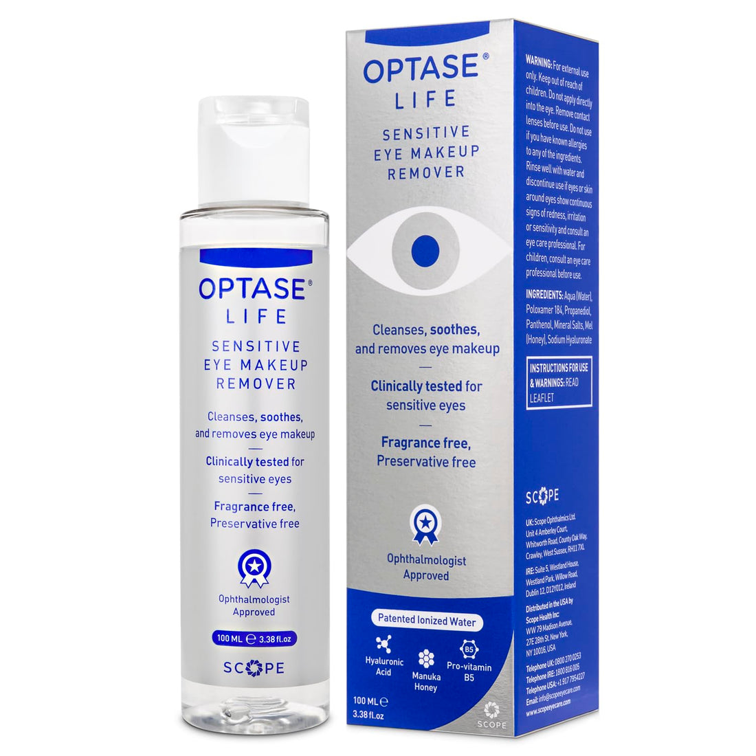 Optase Life Sensitive Eye Makeup Remover - Oil-Free and Non-Greasy Cleanser - Formulated for Sensitive Eyes - Ophthalmologist Approved - 100ml Halalzen