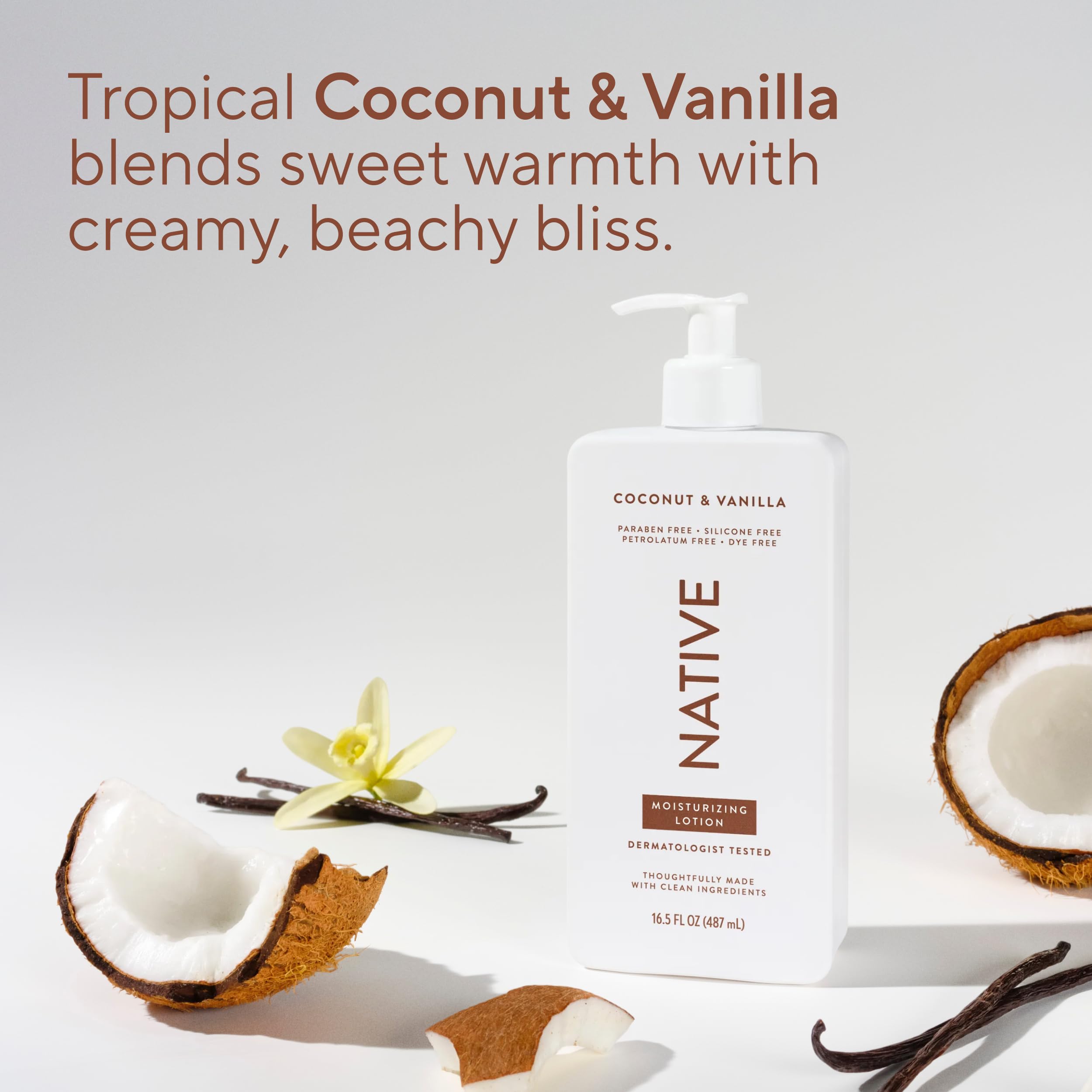 Native Body Lotion, Coconut & Vanilla, 48-Hour Hydration for Dry & Sensitive Skin, Made with Plant-Based Moisturizers like Shea Butter, Silicone & Paraben Free, 16.5 fl oz Halalzen