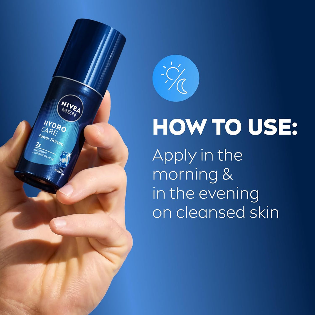 NIVEA MEN Hydrocare Power Serum (30ml), Face Serum For Dry Skin, 72H Hydration Formula with Hyaluronic Acid, Deeply Hydrating Moisturiser for Men