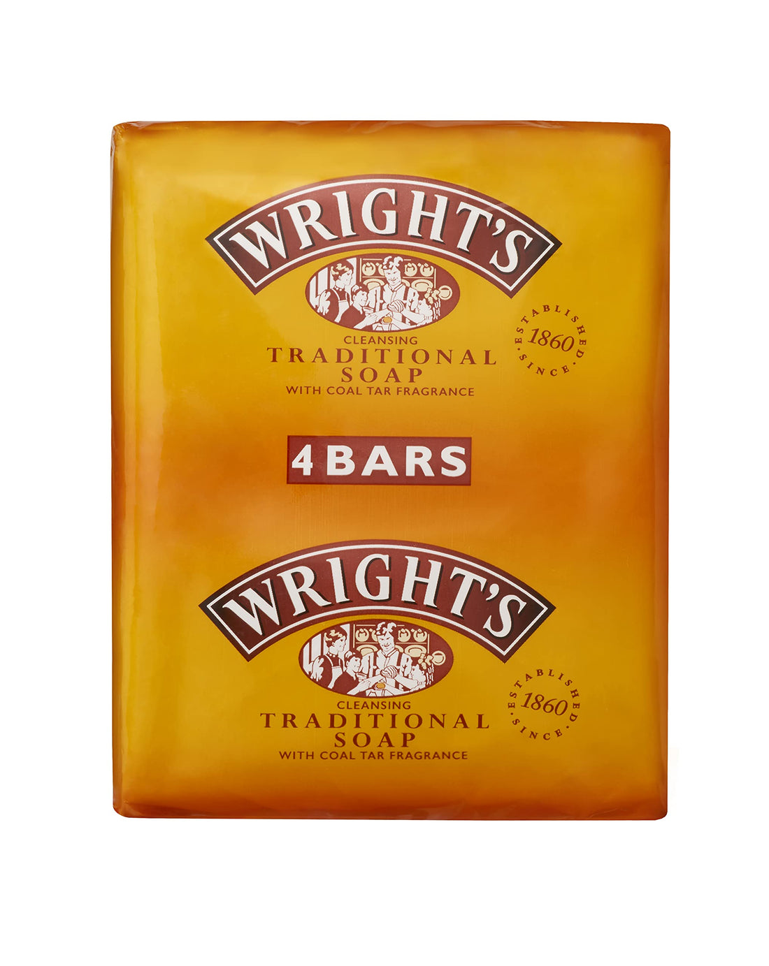 Wright's Coal Tar Soap, for everyday skin cleansing, suitable for all skin types. 4 x 100g bars Halalzen