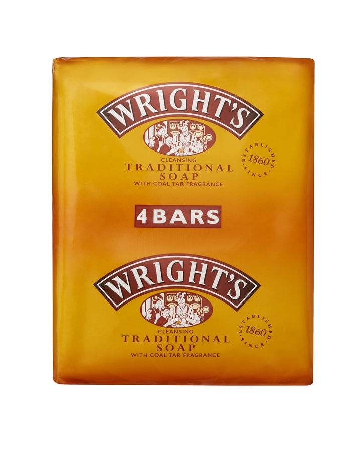 Wright's Coal Tar Soap, for everyday skin cleansing, suitable for all skin types. 4 x 100g bars Halalzen