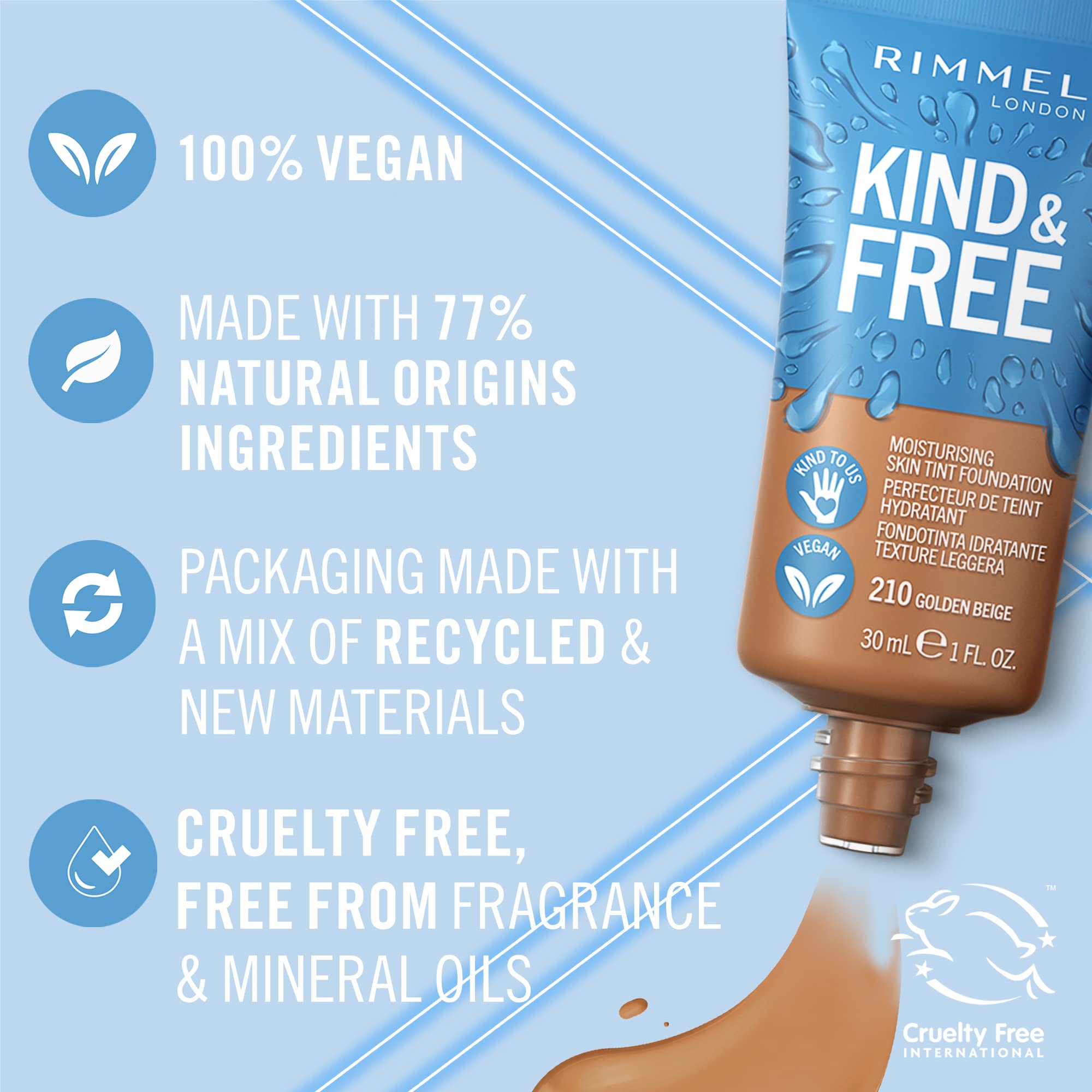 Rimmel Kind + Free Moisturising Skin Tint Foundation, Vanilla 160 Halalzen