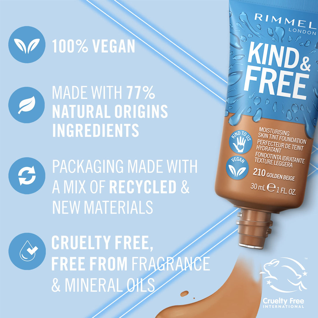 Rimmel Kind + Free Moisturising Skin Tint Foundation, Vanilla 160 Halalzen