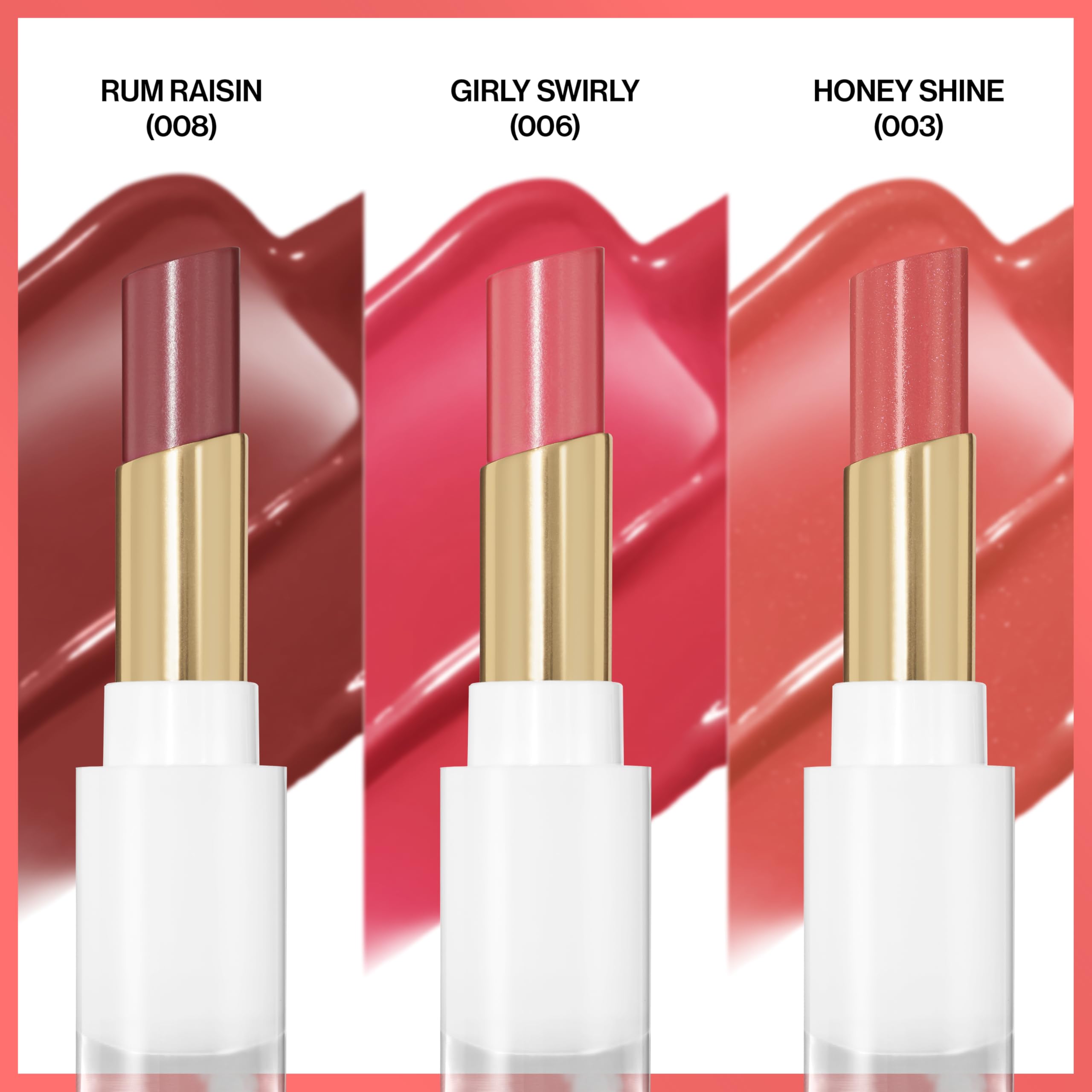 REVLON Super Lustrous Glass Shine Balm, Hydrating Tinted Lip Balm with Hyaluronic Acid, Aloe & Rose Quartz, 008 Rum Raisin, 0.11 oz
