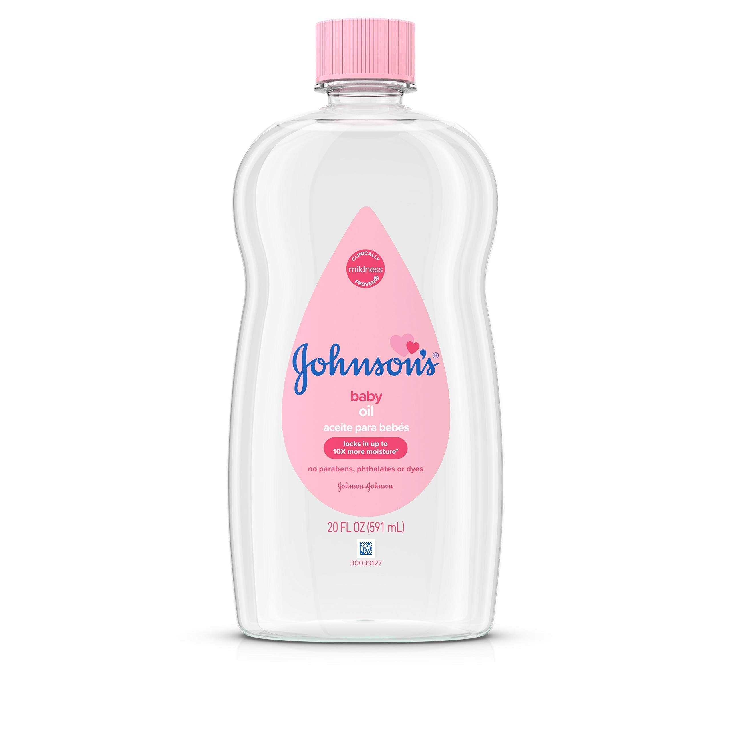 Johnson's Baby Oil, Pure Mineral Oil to Prevent Moisture Loss for Newborn, Kids, & Adults, Gentle, Soothing Baby Massage Oil, Dry Skin Relief, Hypoallergenic, Original Scent, Baby Essentials, 3 fl. oz Halalzen