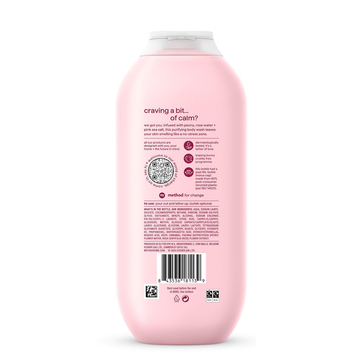 Method Body Wash, Pure Peace, Shower Gel, Peony, Rose Water And Pink Sea Salt Scent, Pack of 1, 532ml. Halalzen
