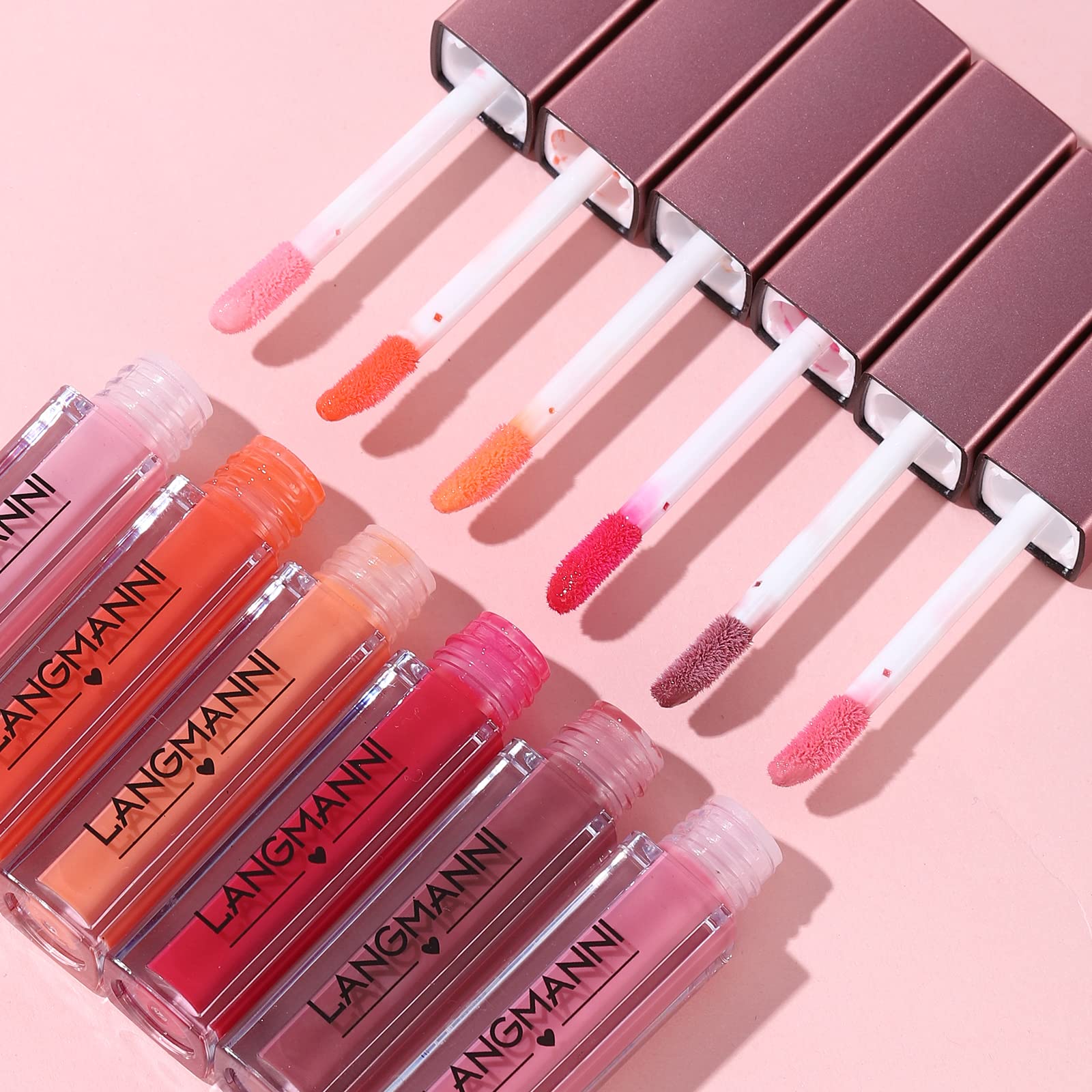 LANGMANNI 12Pcs Lip gloss Collection Makeup Set,Shiny Smooth Soft Liquid Lip Glosses Lip Stain With Rich Varied Colors For Girls And Women Makeup(Color-A) Halalzen