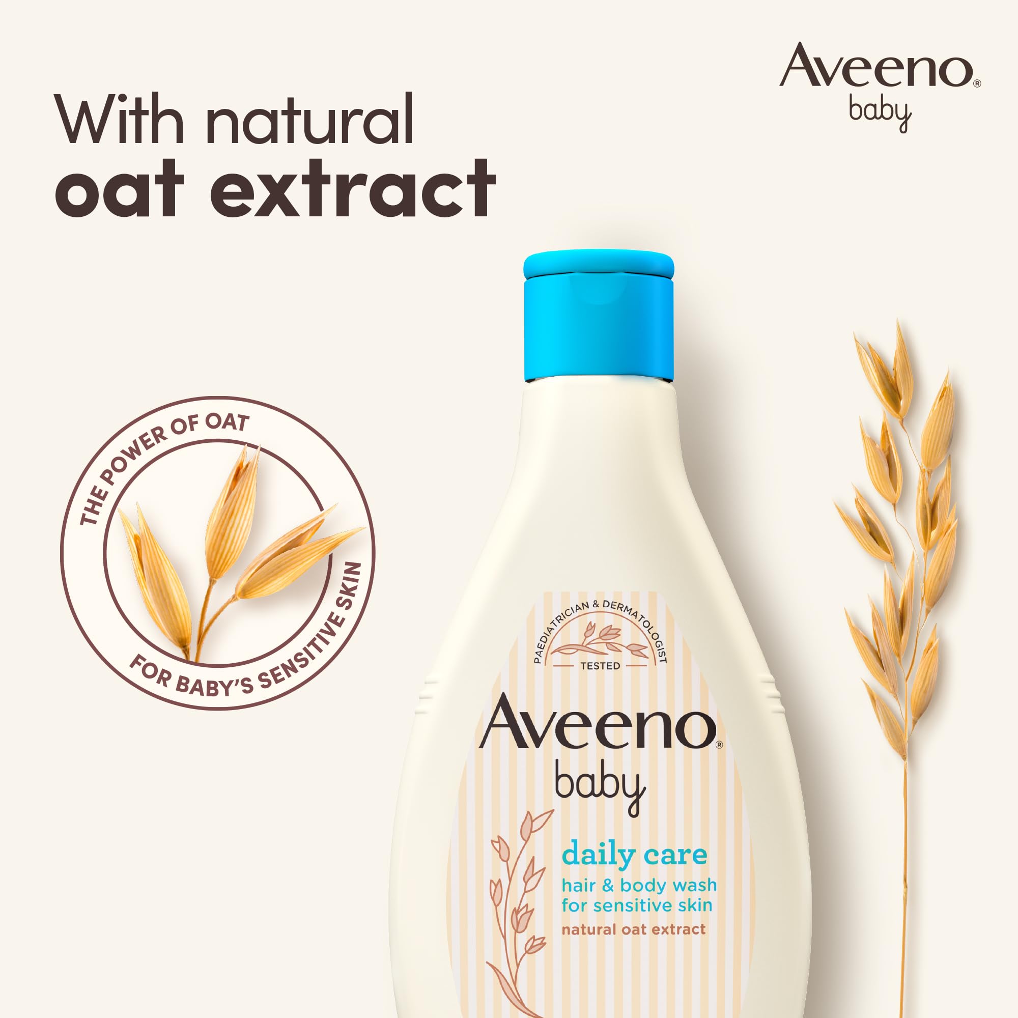 Aveeno Baby Daily Care Hair and Body Wash, 400 ml, Tear-Free with Colloidal Oatmeal