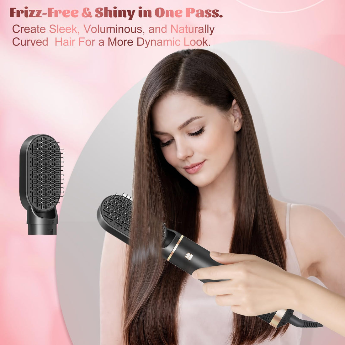 5 in 1 Hair Styler for Woman, Air Curling Wrap, Drying, Curling, Straightening & Volumizing, Hot Air Curler Dryer Brush Tool Set, Curl Styling Tools - Blush Halalzen