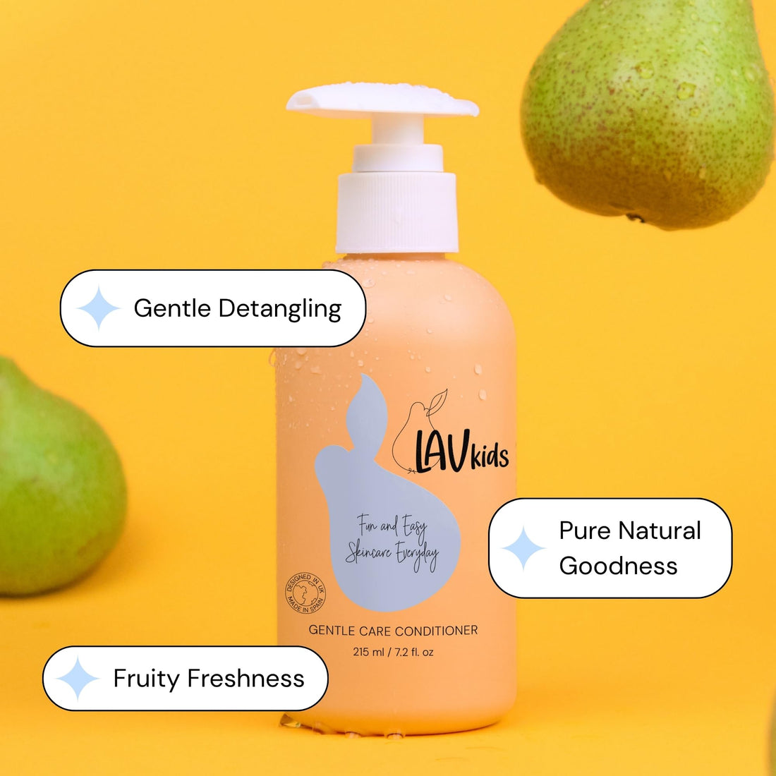 Lav Kids Natural Hair Care Bundle for Daily Use, Algae Extract and Moisturizing (Shampoo + Conditioner)