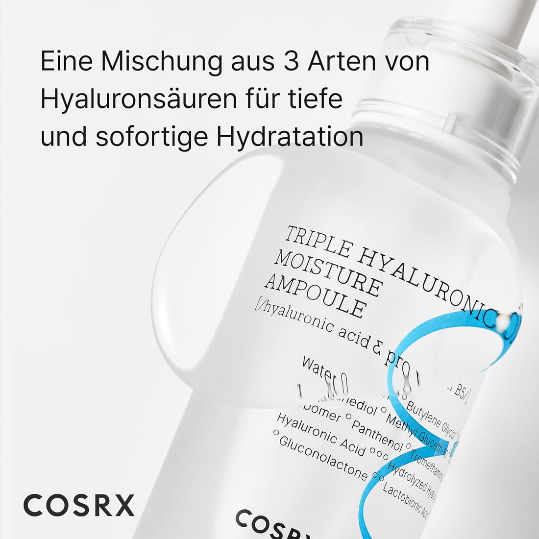 COSRX Hydrium Triple Hyaluronic Moisture Ampoule, 40ml | Hyaluronic Acid Viscous Serum | Korean Skin Care, Vegan, Cruelty Free, Paraben Free, CPNP Registered