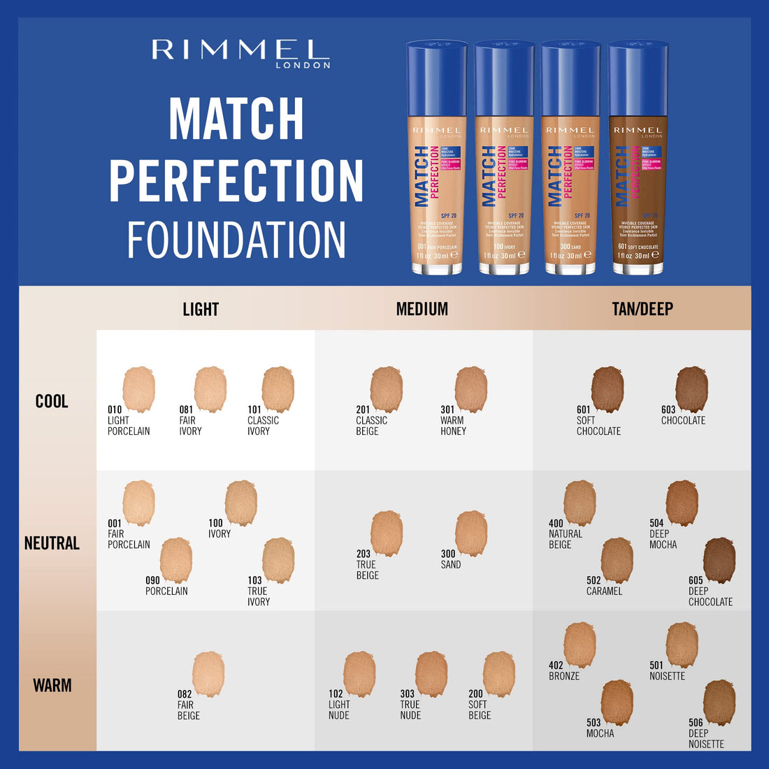 Rimmel London Match Perfection Foundation SPF20, 200 Soft Beige Halalzen