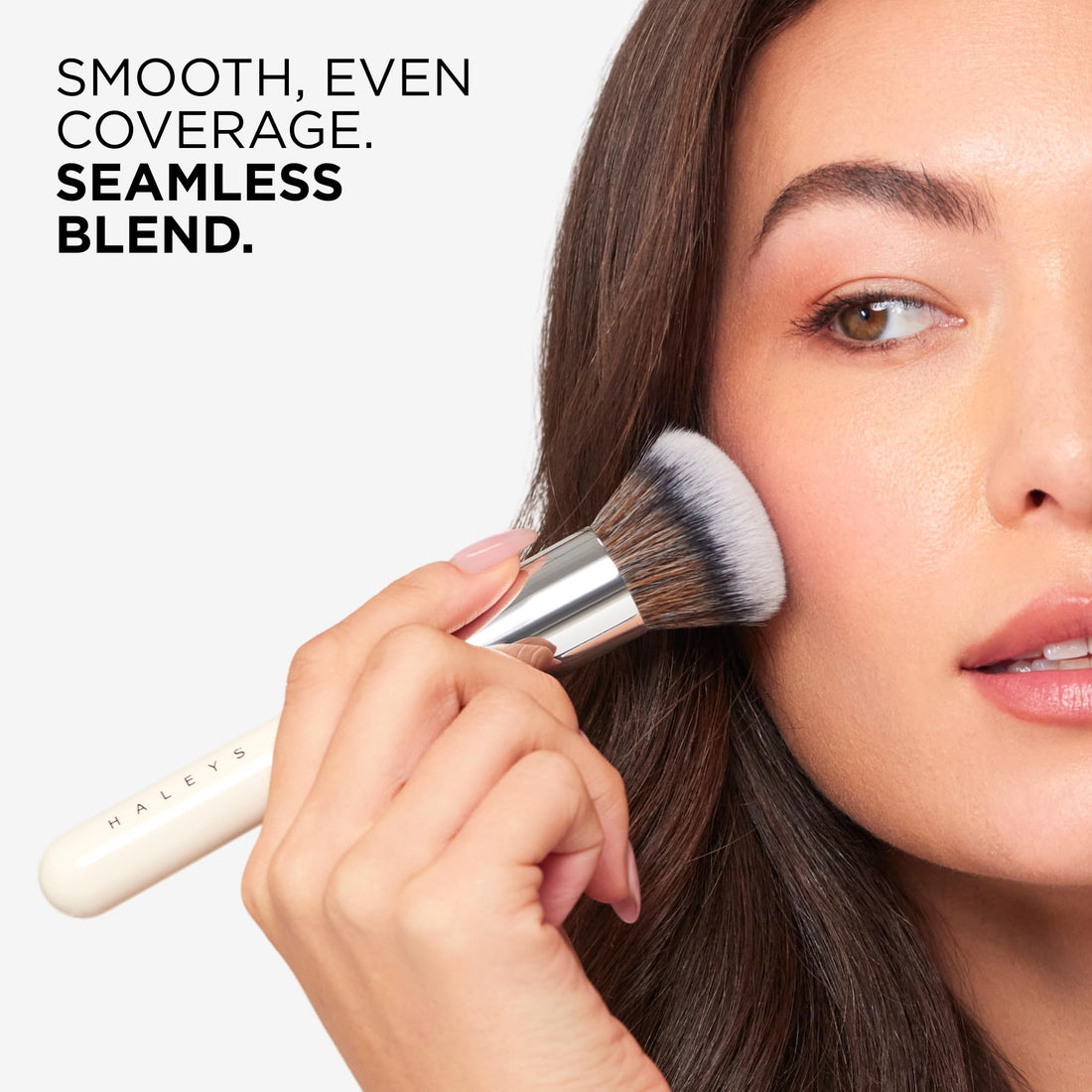 Haleys Beauty Kabuki Foundation Brush For Applying Powder, Foundation, Bronzer, Blush, and Mineral Make up, Soft Bristles, Seamless Blending, Makeup Brushes Essential, Vegan & Cruelty Free