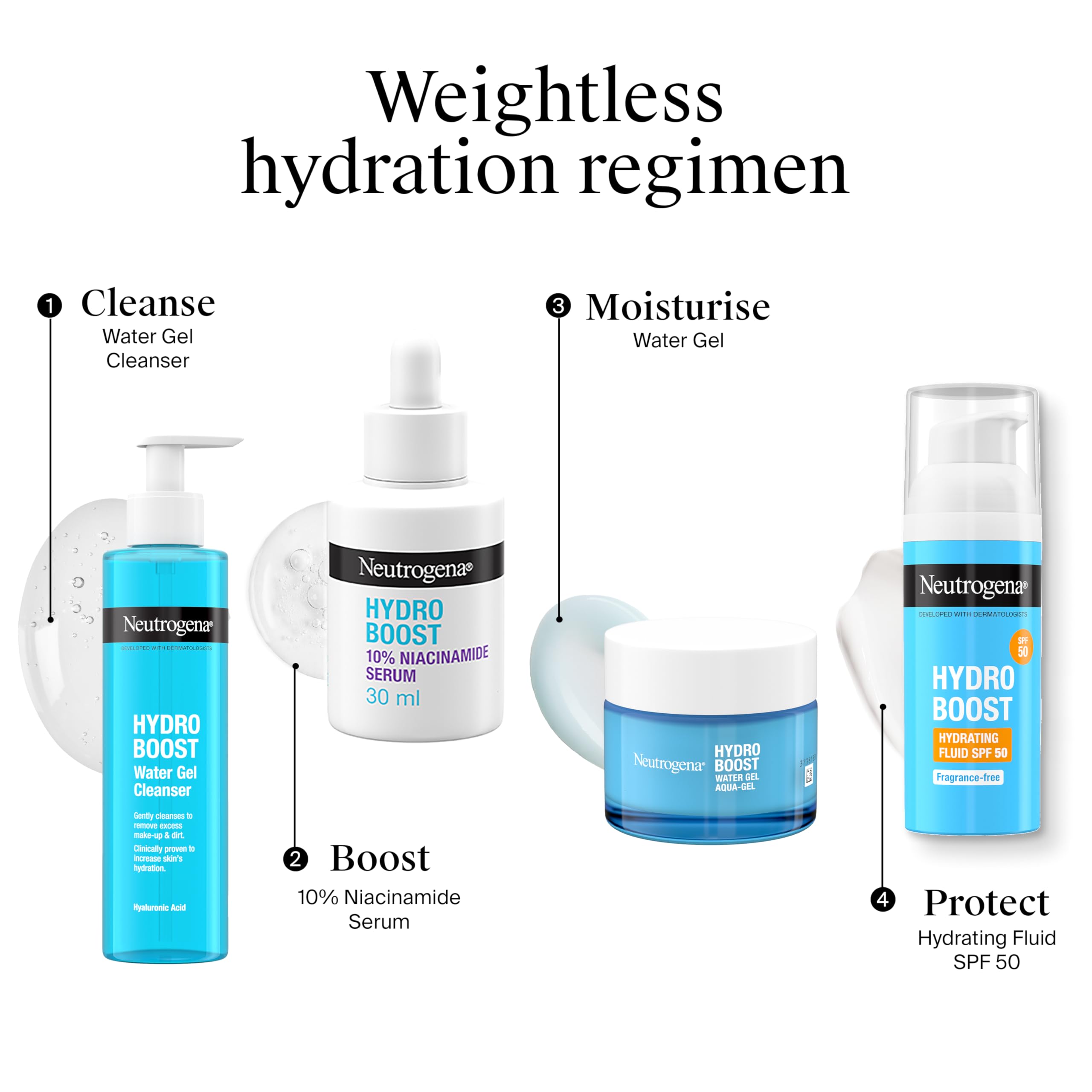 Neutrogena Hydro Boost Water Gel Facial Cleanser, with Hyaluronic Acid for Dry or Dehydrated Skin 200ml