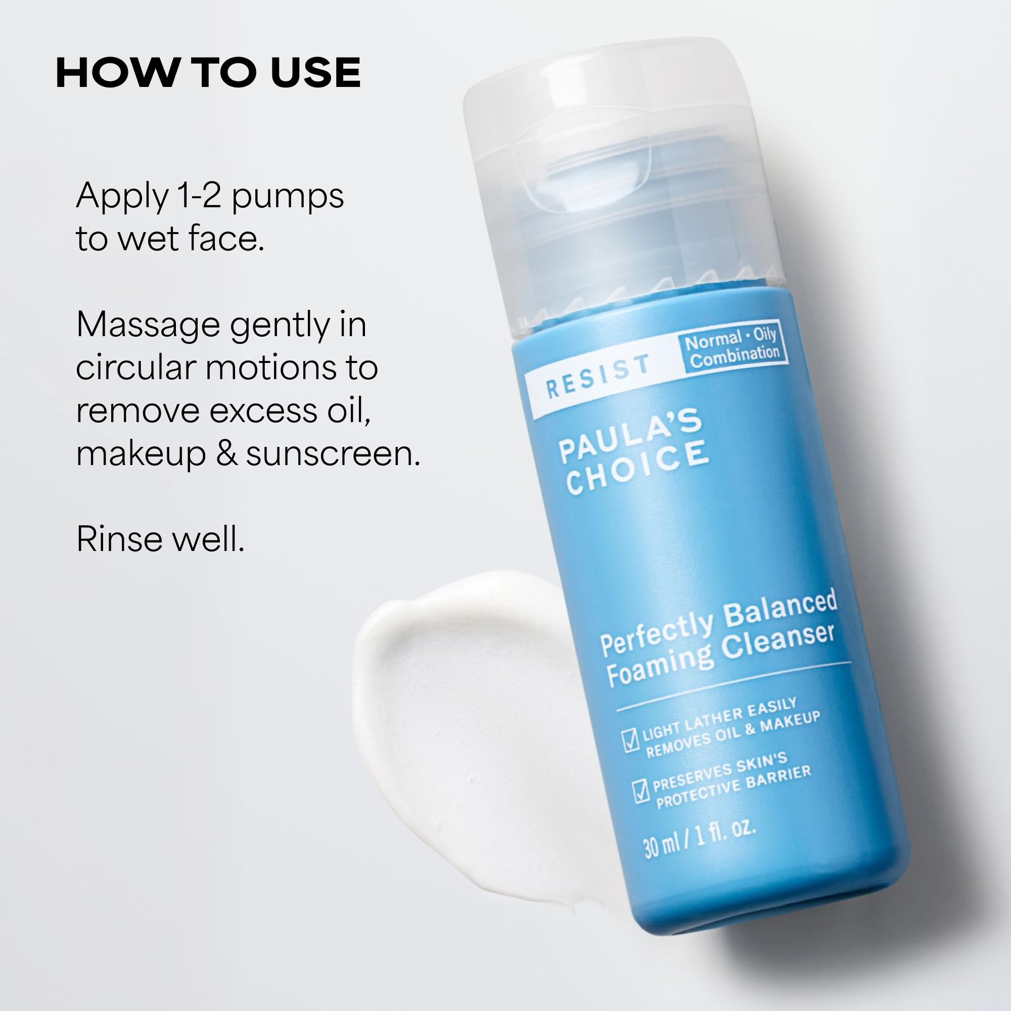 Paula's Choice RESIST Perfectly Balanced Foaming Facial Cleanser, Face Cleanser with Hyaluronic Acid & Aloe, Anti-Aging Face Wash, Large Pores & Oily Skin, Fragrance-Free