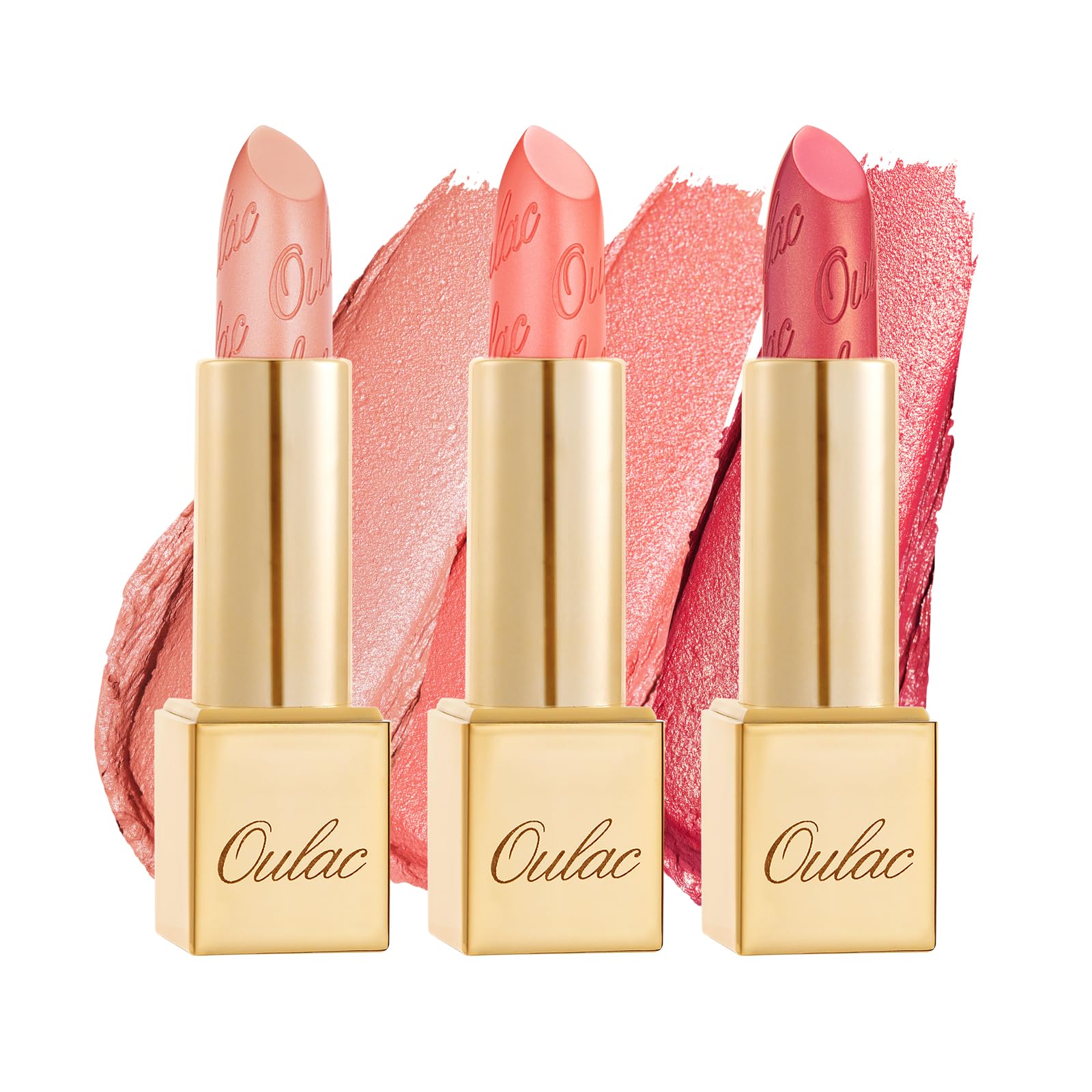 OULAC Metallic Shine Glitter Lipstick, Pink High Impact Lipcolor, Lightweight Soft and Ultra Hydrating, Long Lasting, Vegan & Cruelty-Free, Full-Coverage Lip Color 4.3 g/0.15 HIP & HIPPIE(11) Halalzen