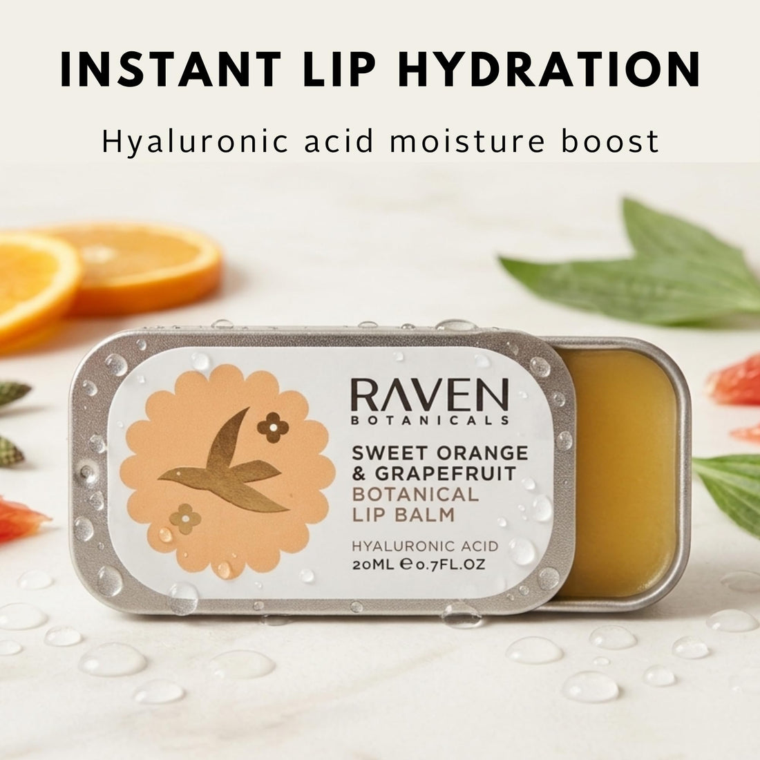 Raven Botanicals Natural Lip Balm Treatment, Hydration and Barrier Support, Organic Plant Extract Formula – Botanical Lip Balm 20ml (Rose Geranium)